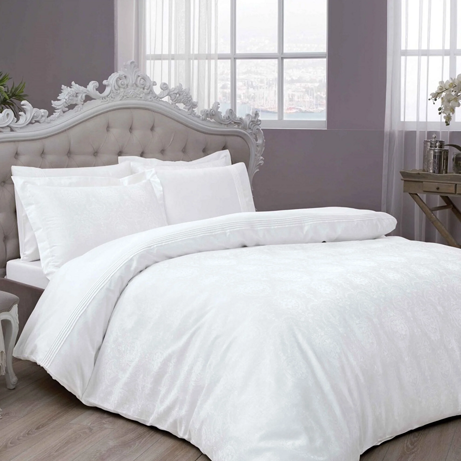 Taç Diana Jakar Çift Kişilik Nevresim Takımı Beyaz