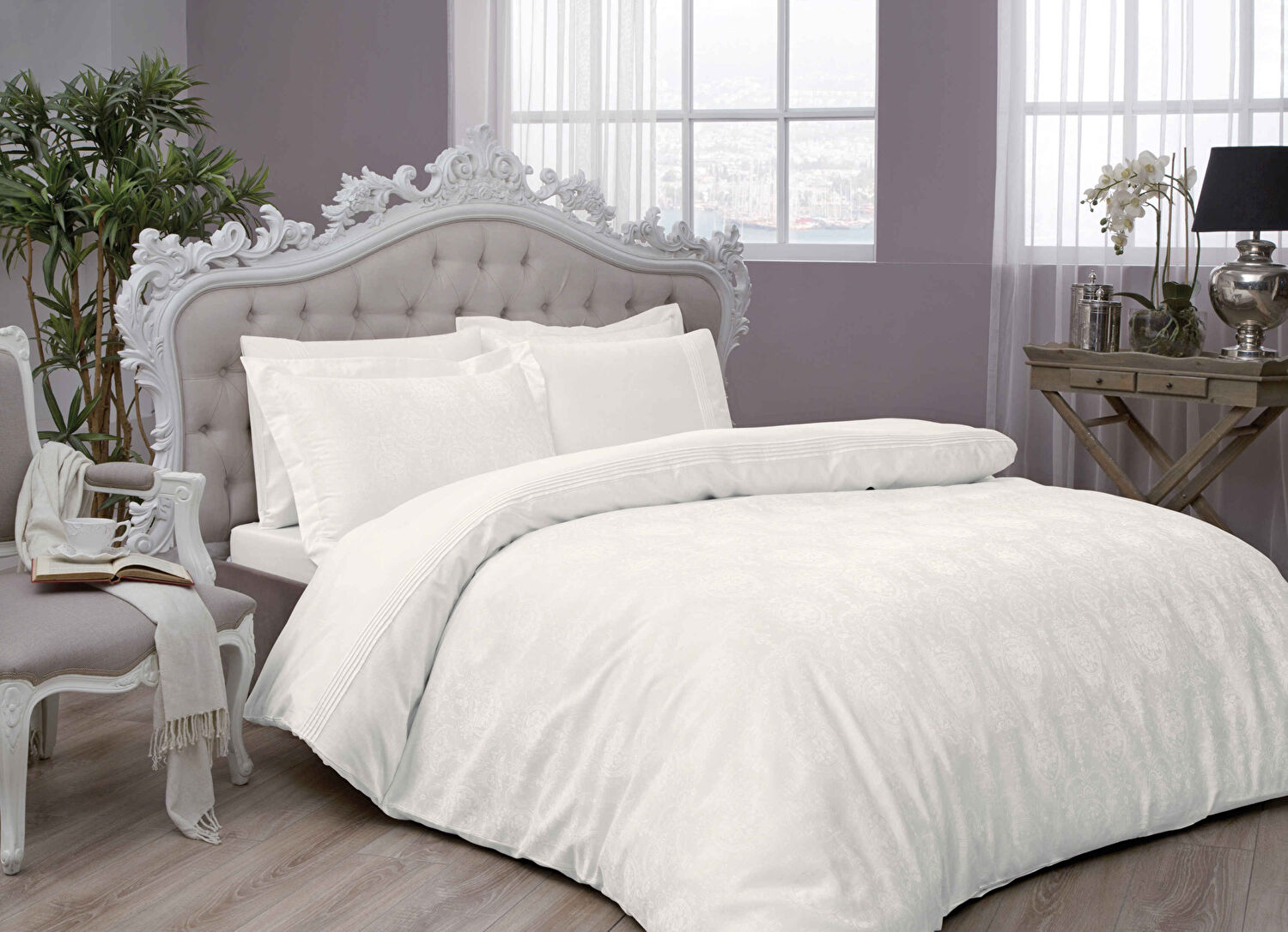 Taç Diana Jakar Çift Kişilik Nevresim Takımı Ekru