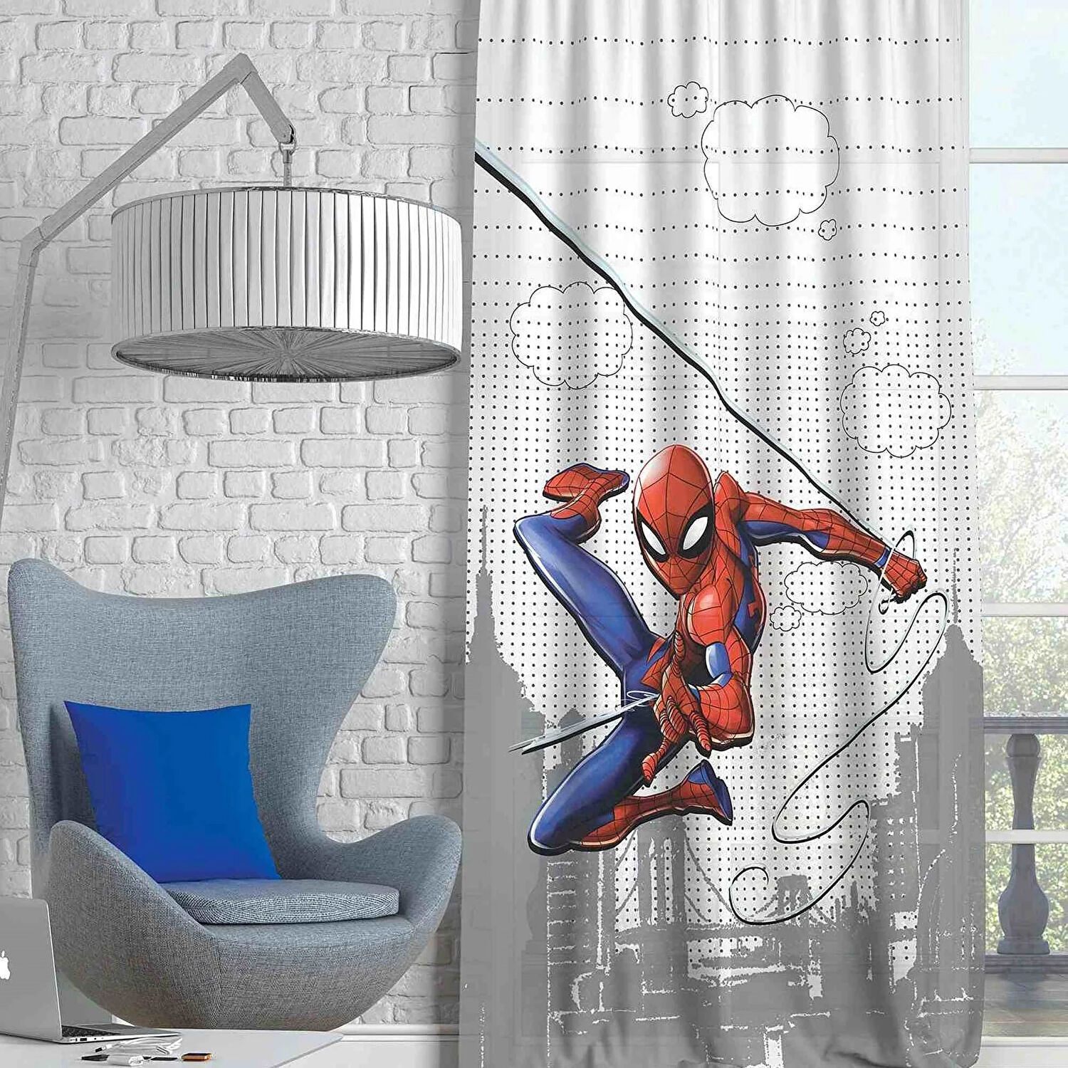 Taç Spiderman Action Tekli Fon Çocuk Perde