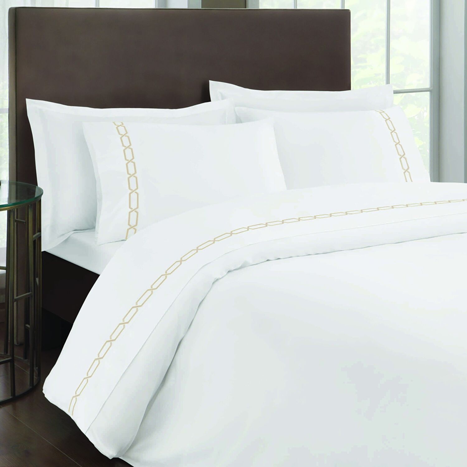 Taç Diamond Saten Delux Çift Kişilik Nevresim Takımı Bej