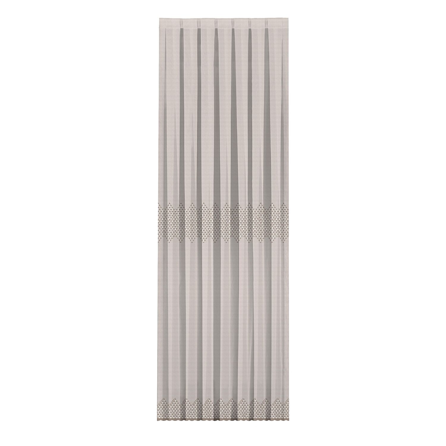 Taç Pellamı Brode Tül Perde Bej ( Max Yükseklik : 270 cm )