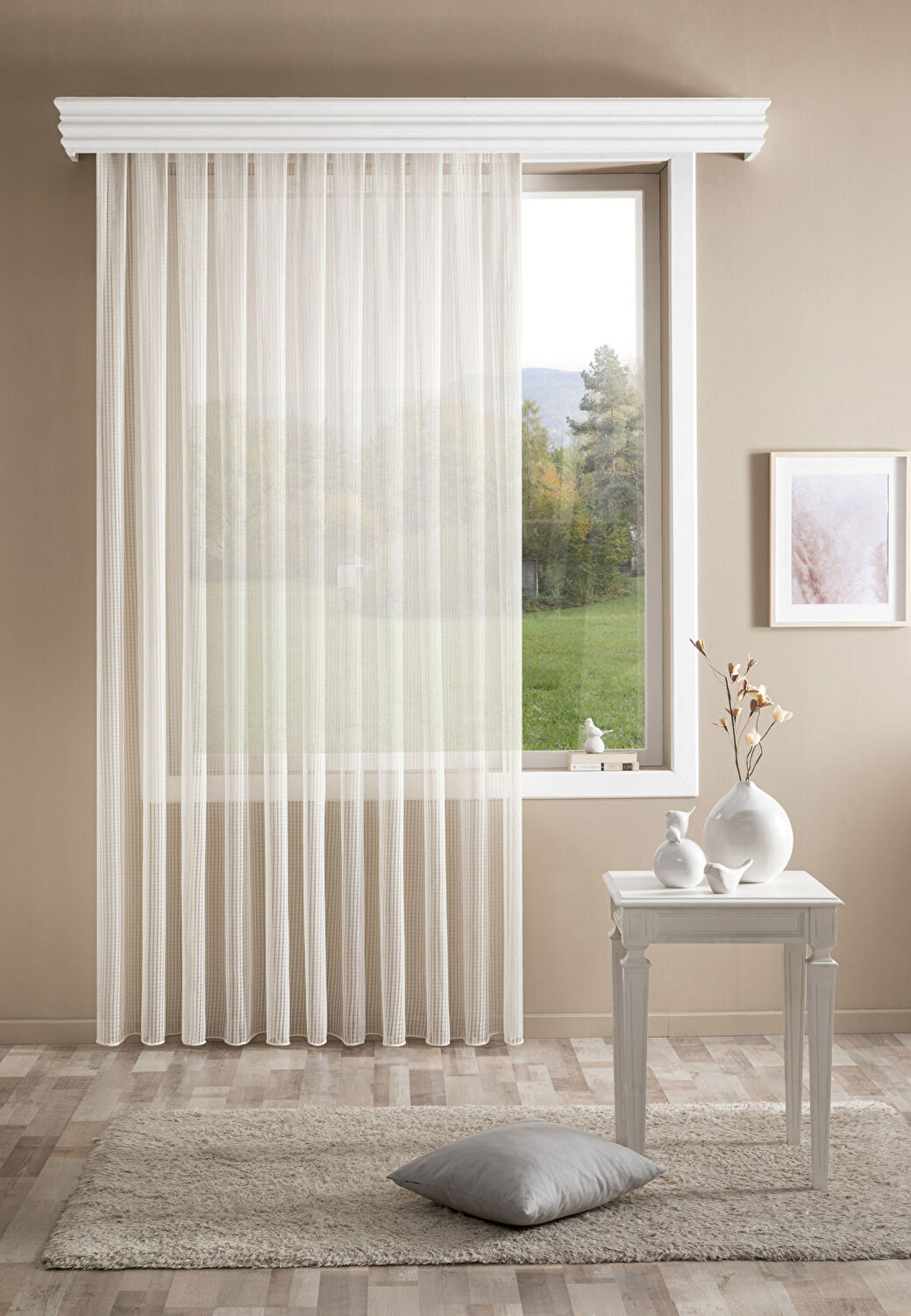 Taç Lukıra Tül Perde Bej ( Max Yükseklik : 290 cm )