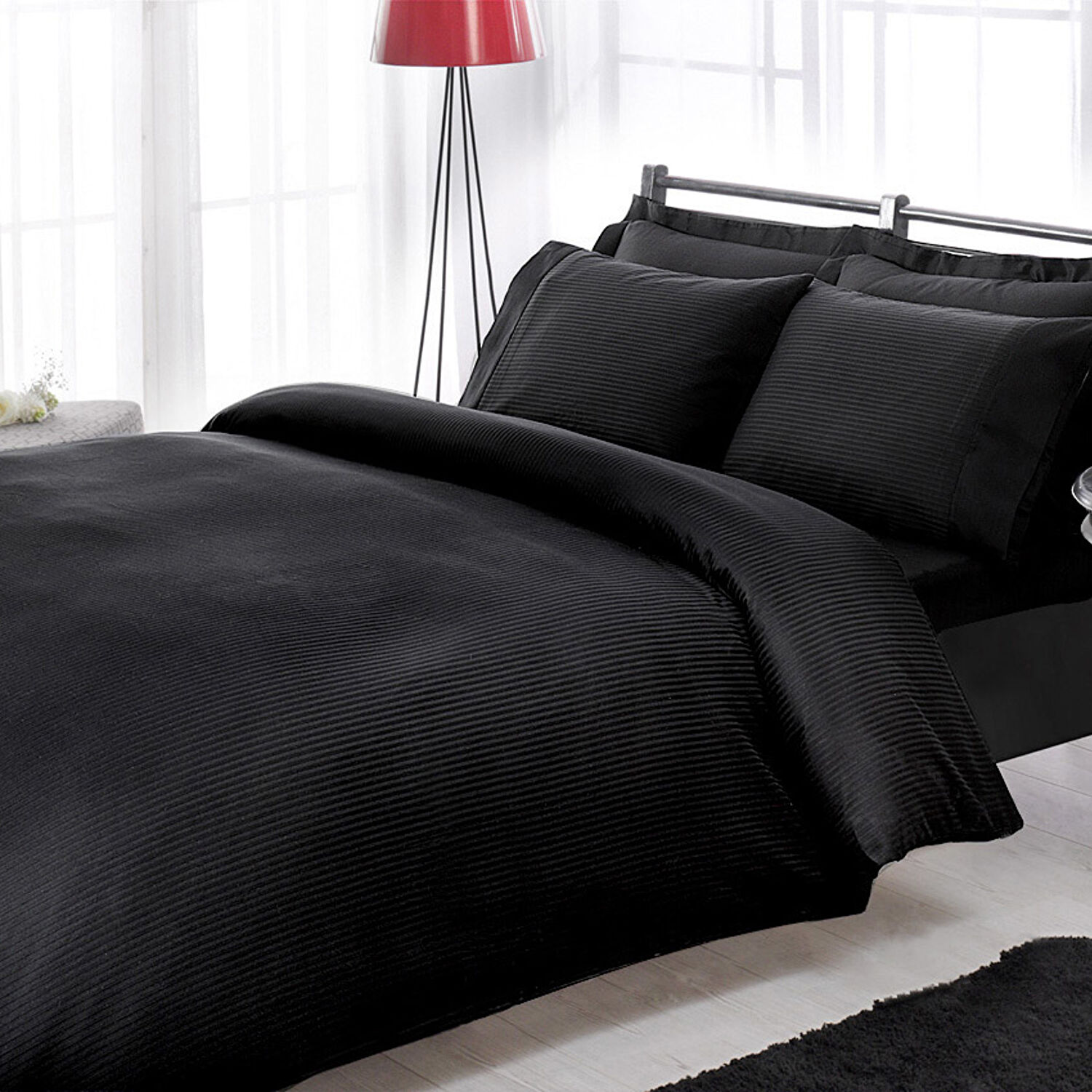 Taç Premium Basic Nevresim Takımı Stripe Çift Kişilik Siyah