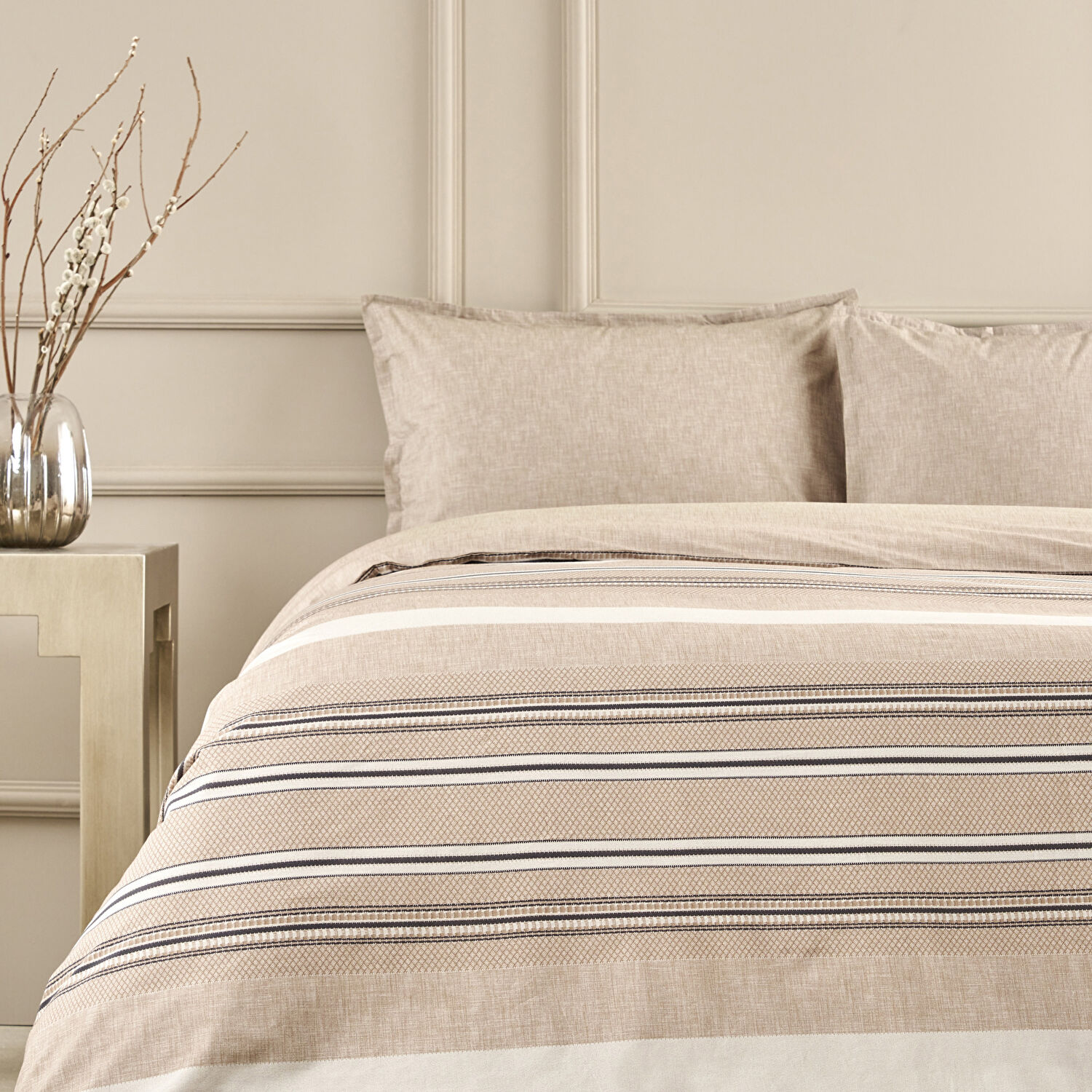 Taç Perle Tek Kişilik Nevresim Takımı Kahverengi