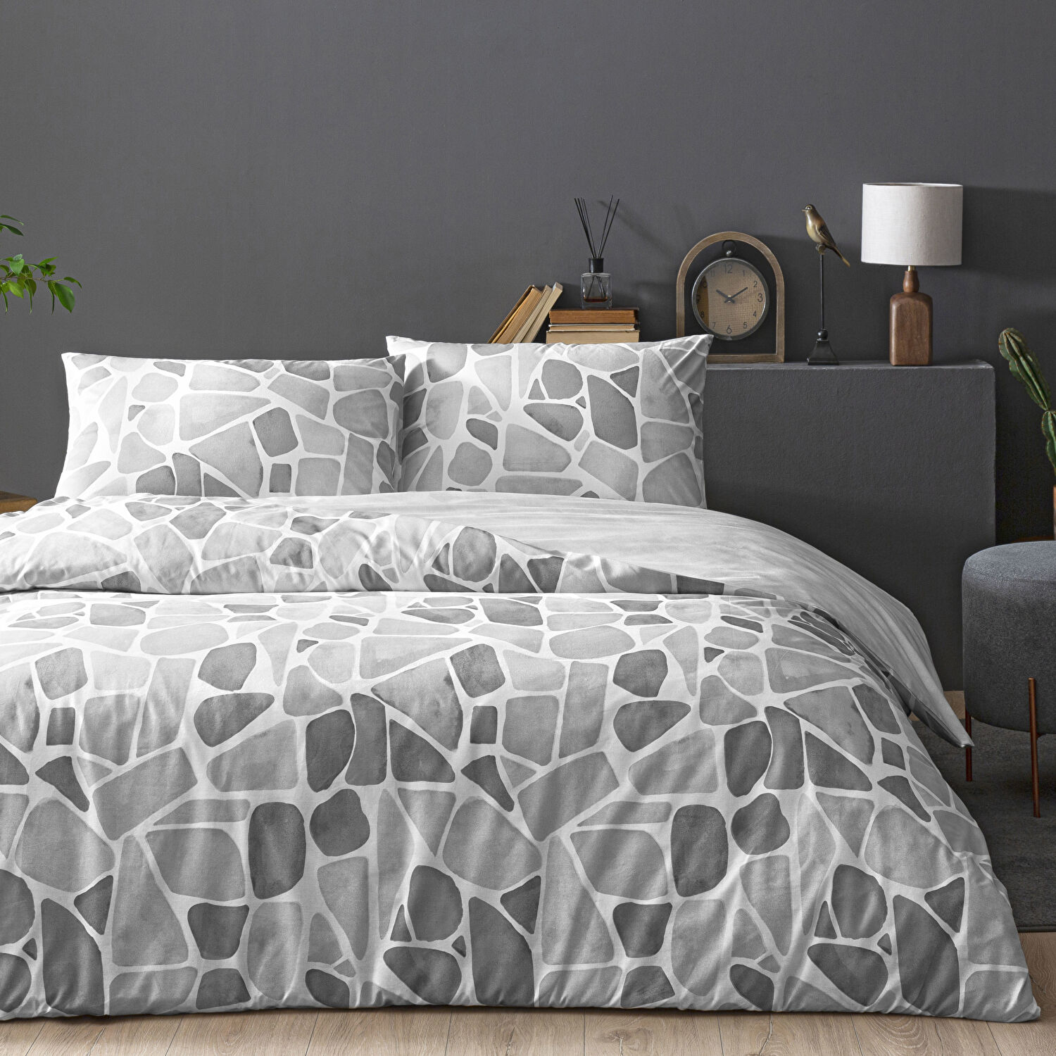 Taç Alvy Ranforce Çift Kişilikı Nevresim Takımı Gri