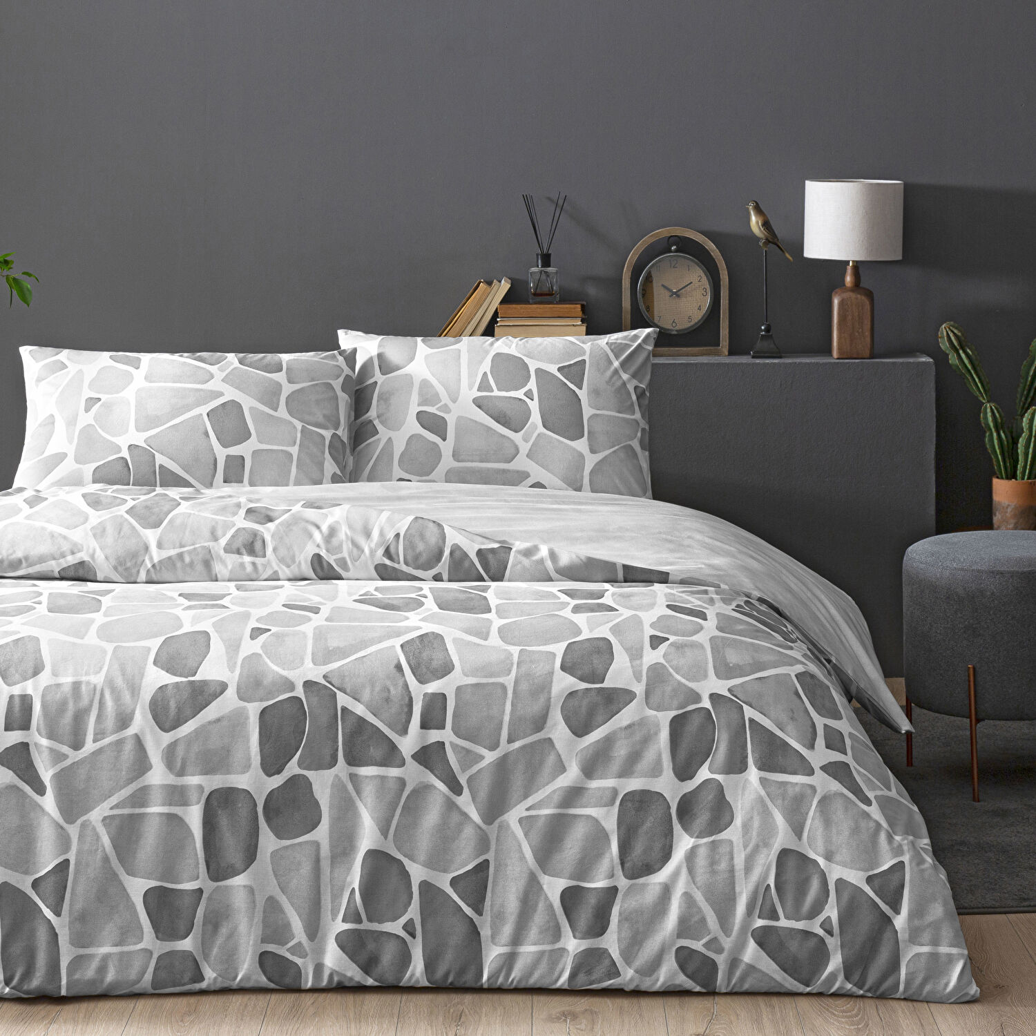 Taç Alvy Ranforce Çift Kişilikı Nevresim Takımı Gri