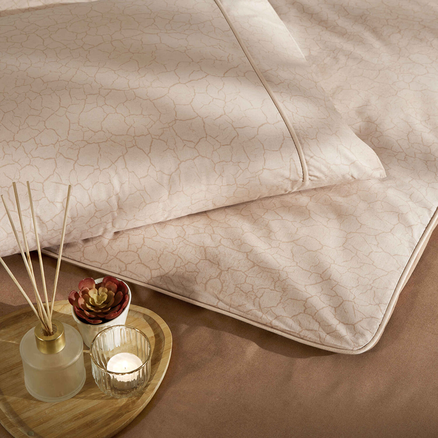 Taç Riven Biyeli Tek Kişilik Nevresim Takımı Taba