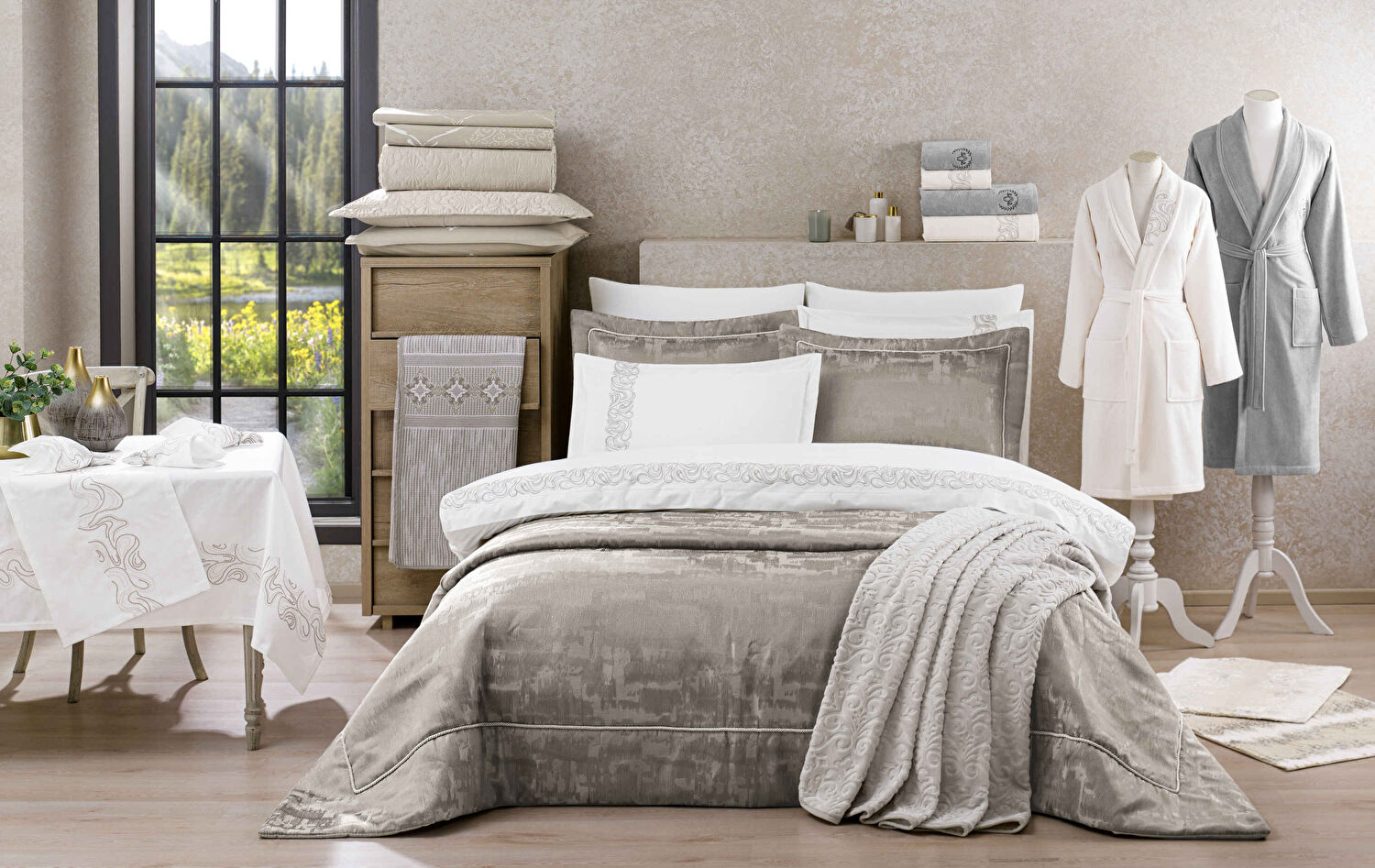 Taç Margaret Abiye Çeyiz Set Vizon