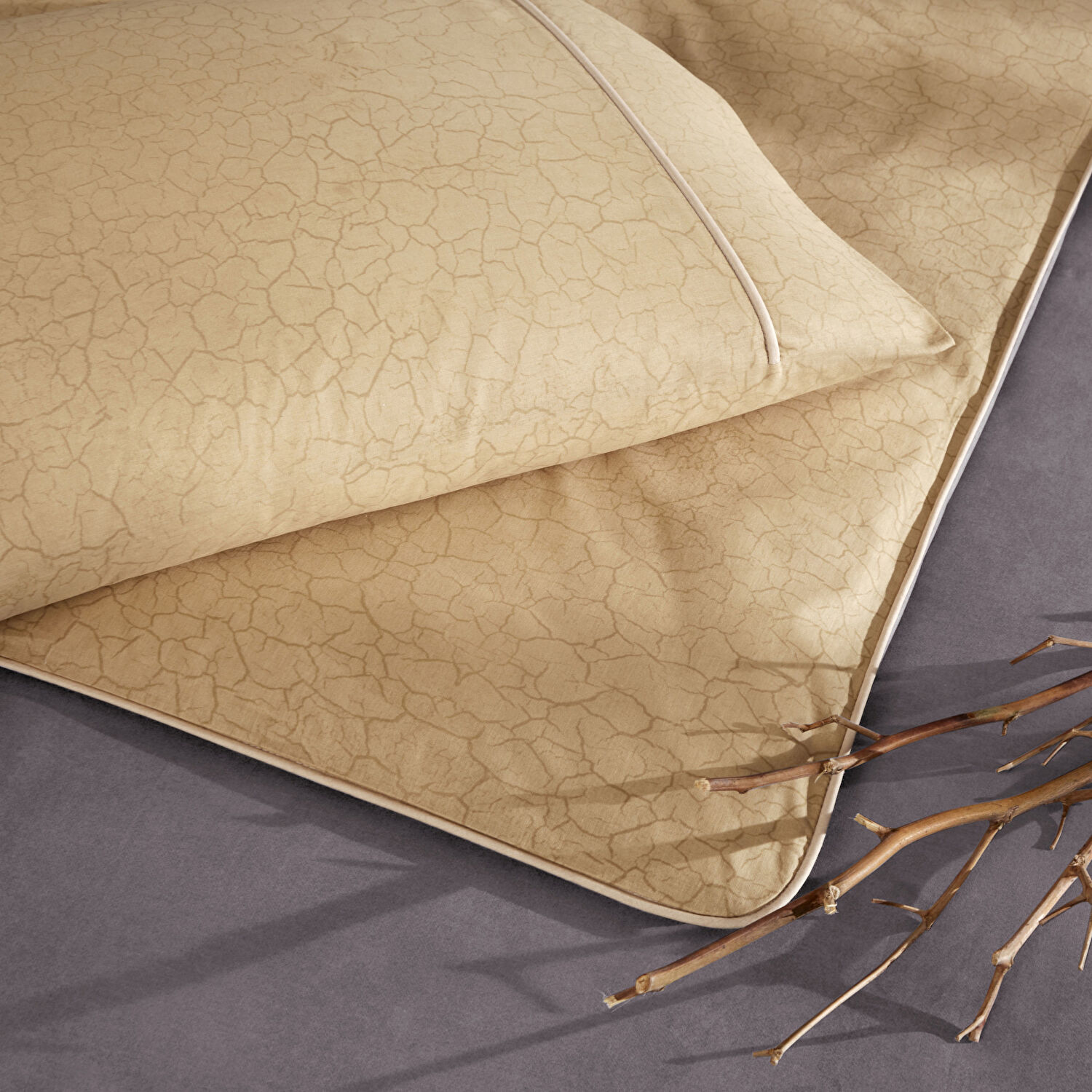 Taç Riven Biyeli Tek Kişilik Nevresim Takımı Antrasit