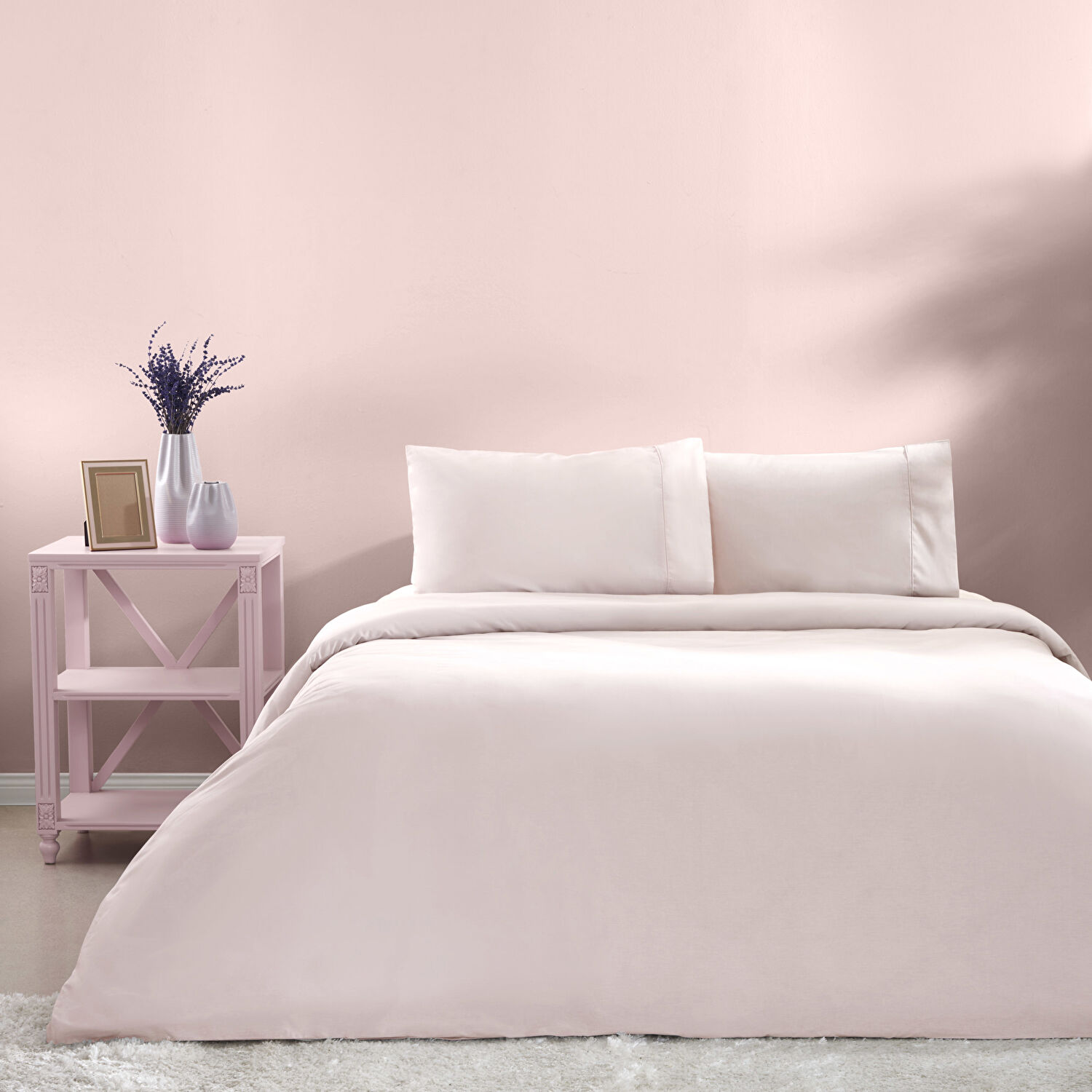 Taç Basic Ranforce Çift Kişilik Nevresim Takımı Pudra