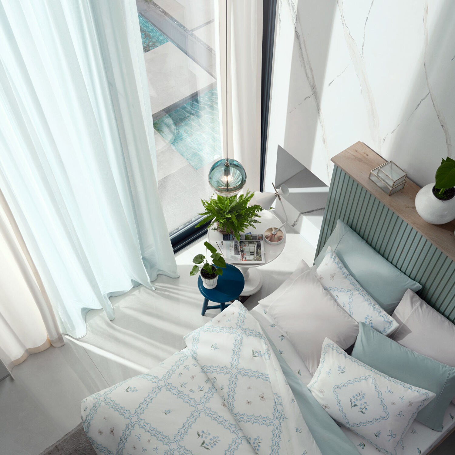 Taç Basic Ranforce Çift Kişilik Nevresim Takımı Mavi