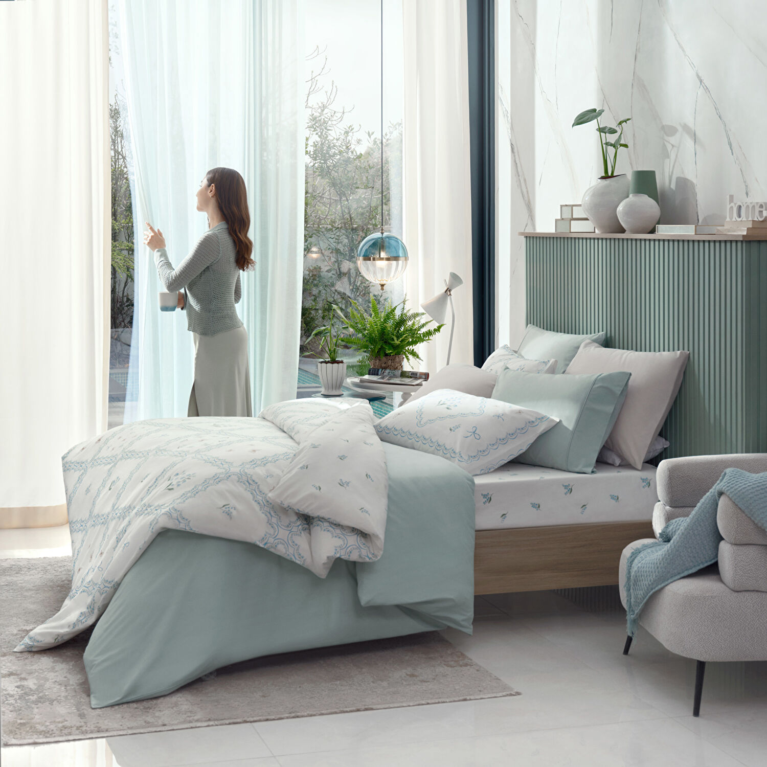 Taç Basic Ranforce Çift Kişilik Nevresim Takımı Mavi