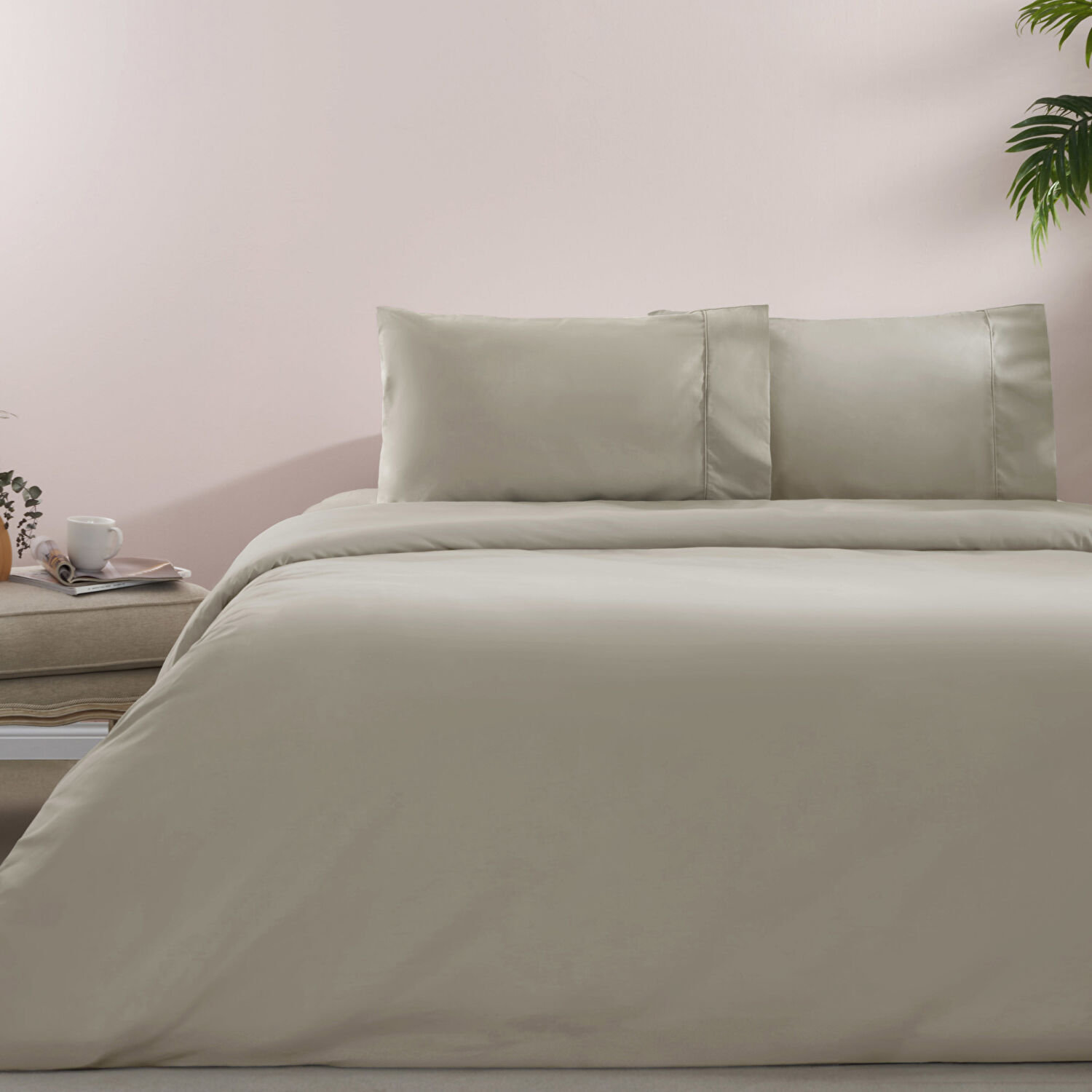 Taç Basic Ranforce Tek Kişilik Nevresim Takımı Vizon