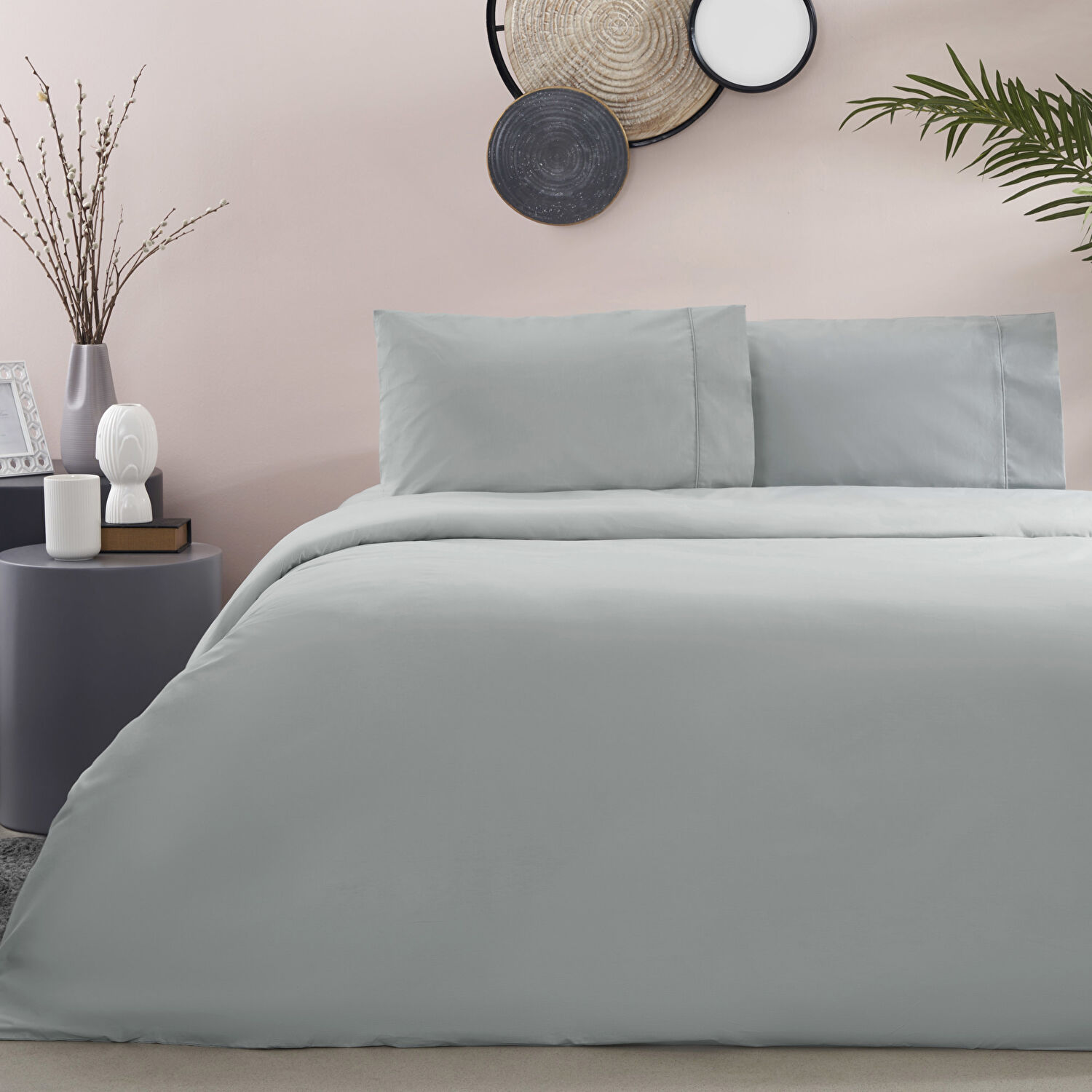 Taç Basic Ranforce Çift Kişilik Nevresim Takımı Gri