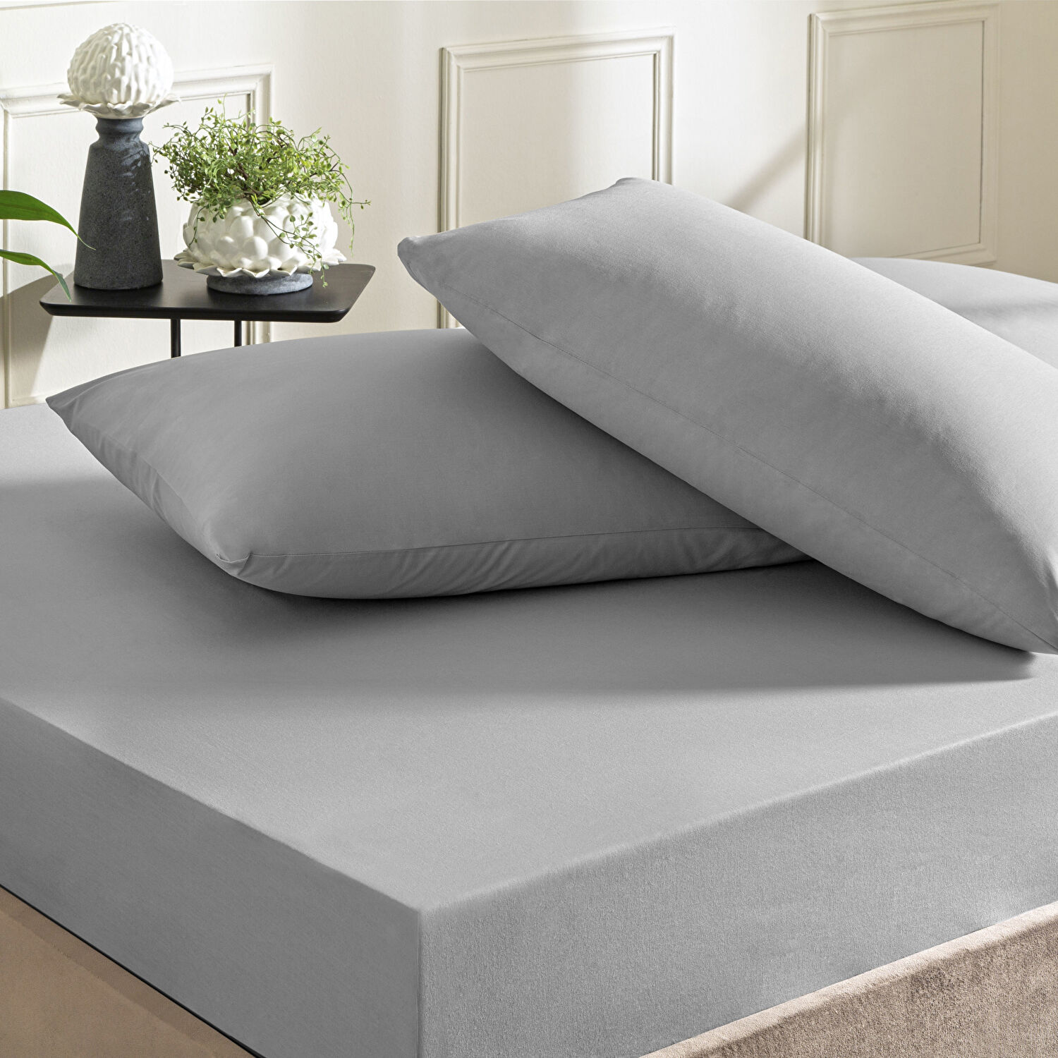 Taç Ranforce Lastikli Tek Kişilik Çarşaf Set Antrasit