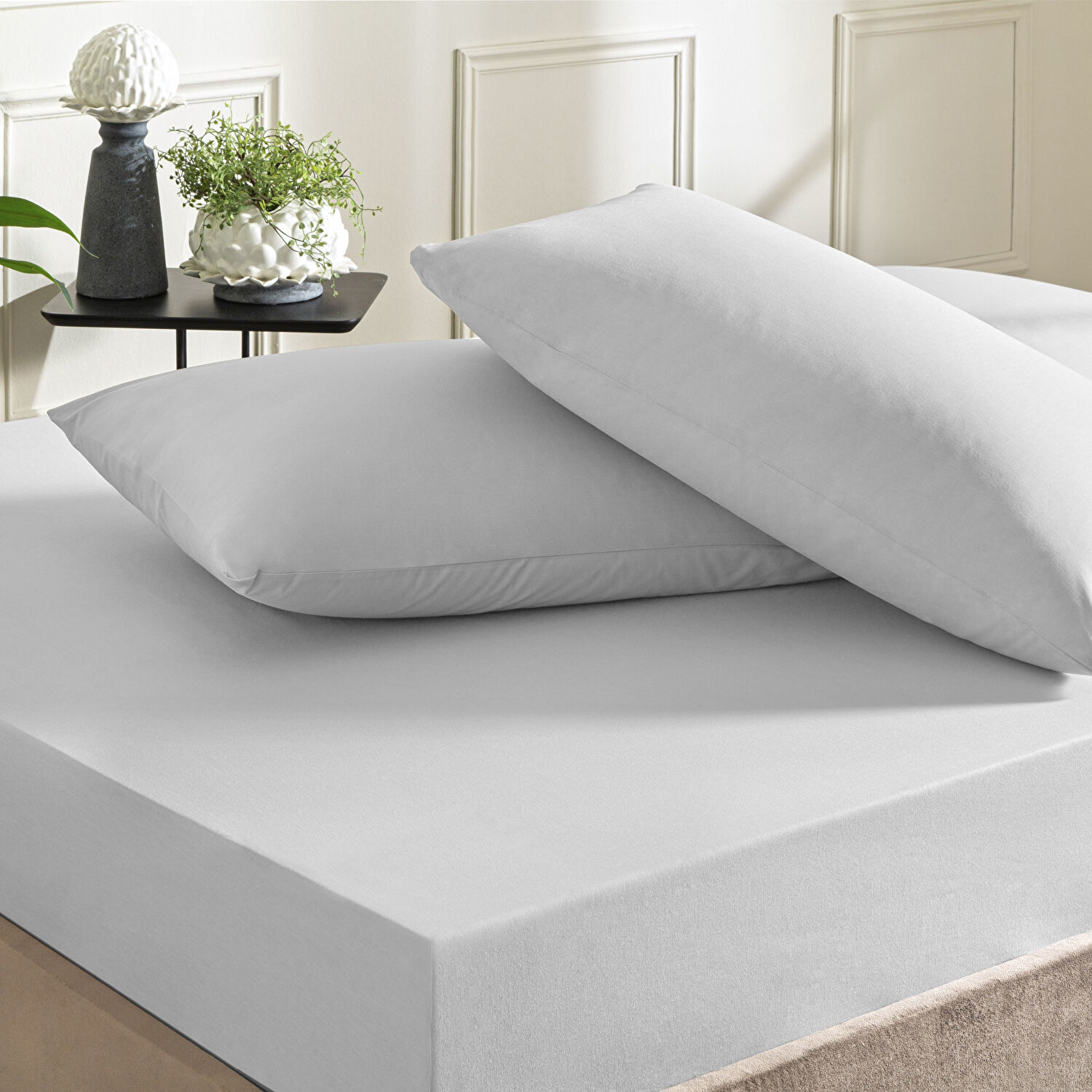 Taç Ranforce Lastikli King Size Çarşaf Set Gri