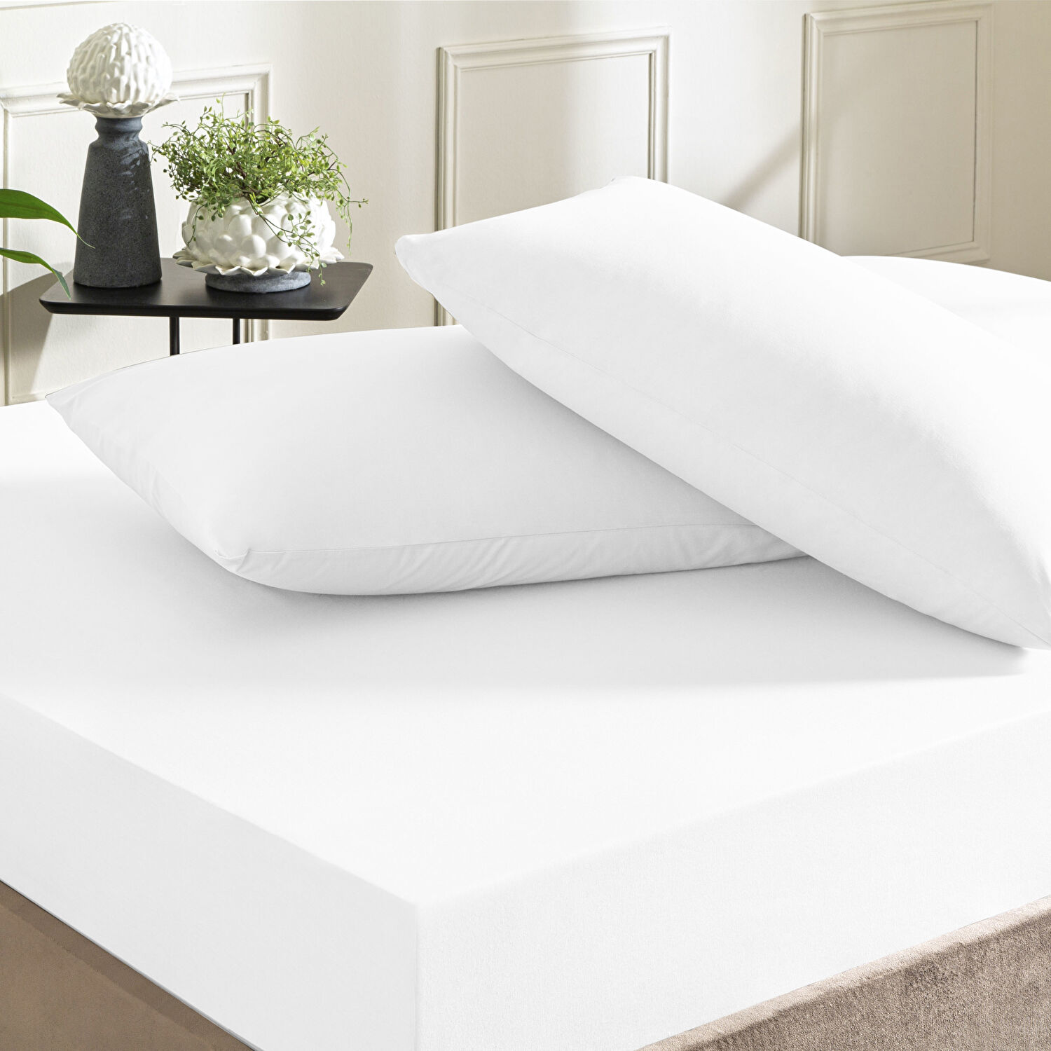 Taç Ranforce Lastikli King Size Çarşaf Set Beyaz