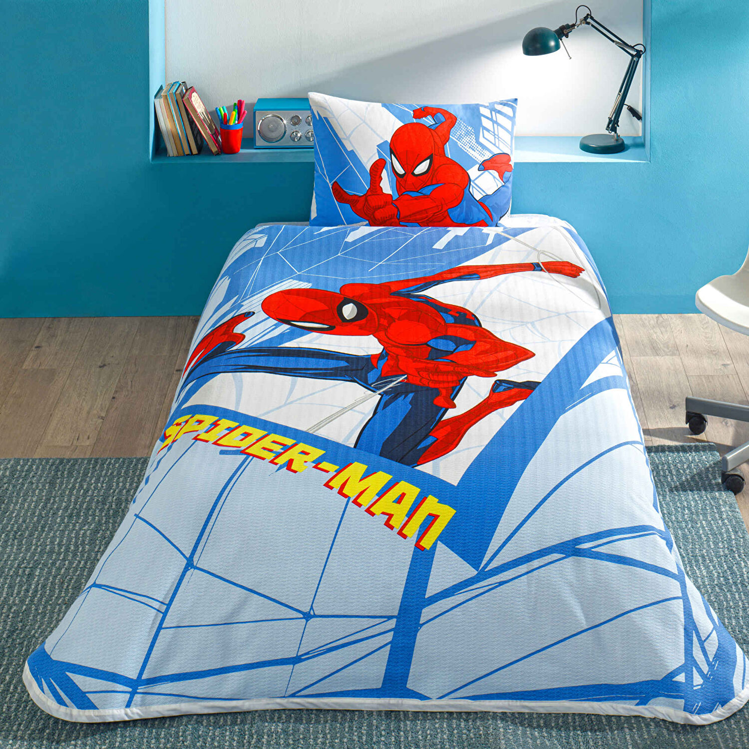 Taç Lisanslı Spiderman Gate Tek Kişilik Pamuk Pike Takımı