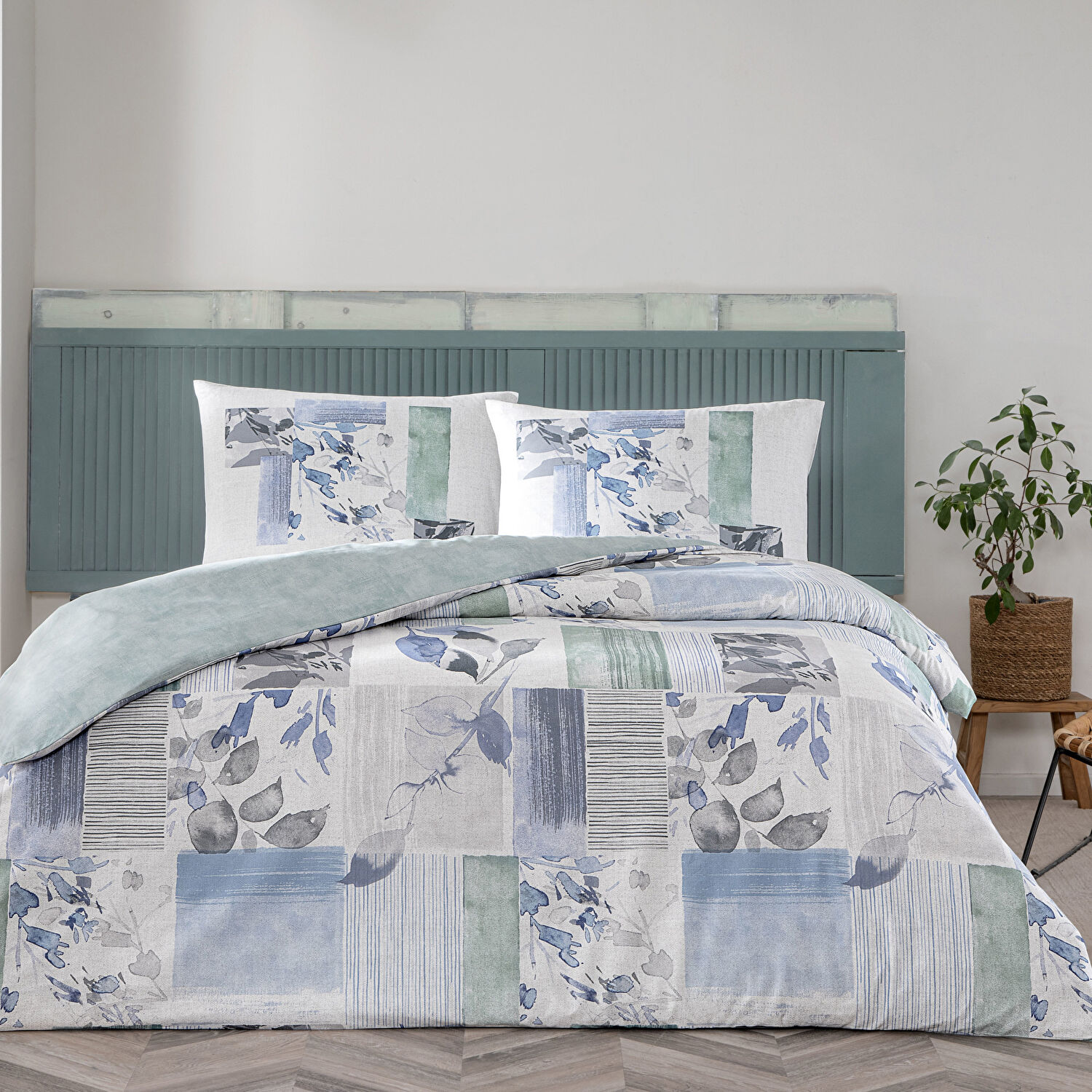 Taç Eloise Ranforce Çift Kişilik Nevresim Takımı Mavi