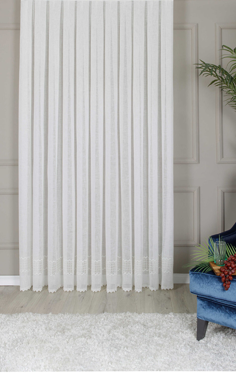 Taç Army Brode Tül Perde Beyaz ( Max Yükseklik : 270 cm )