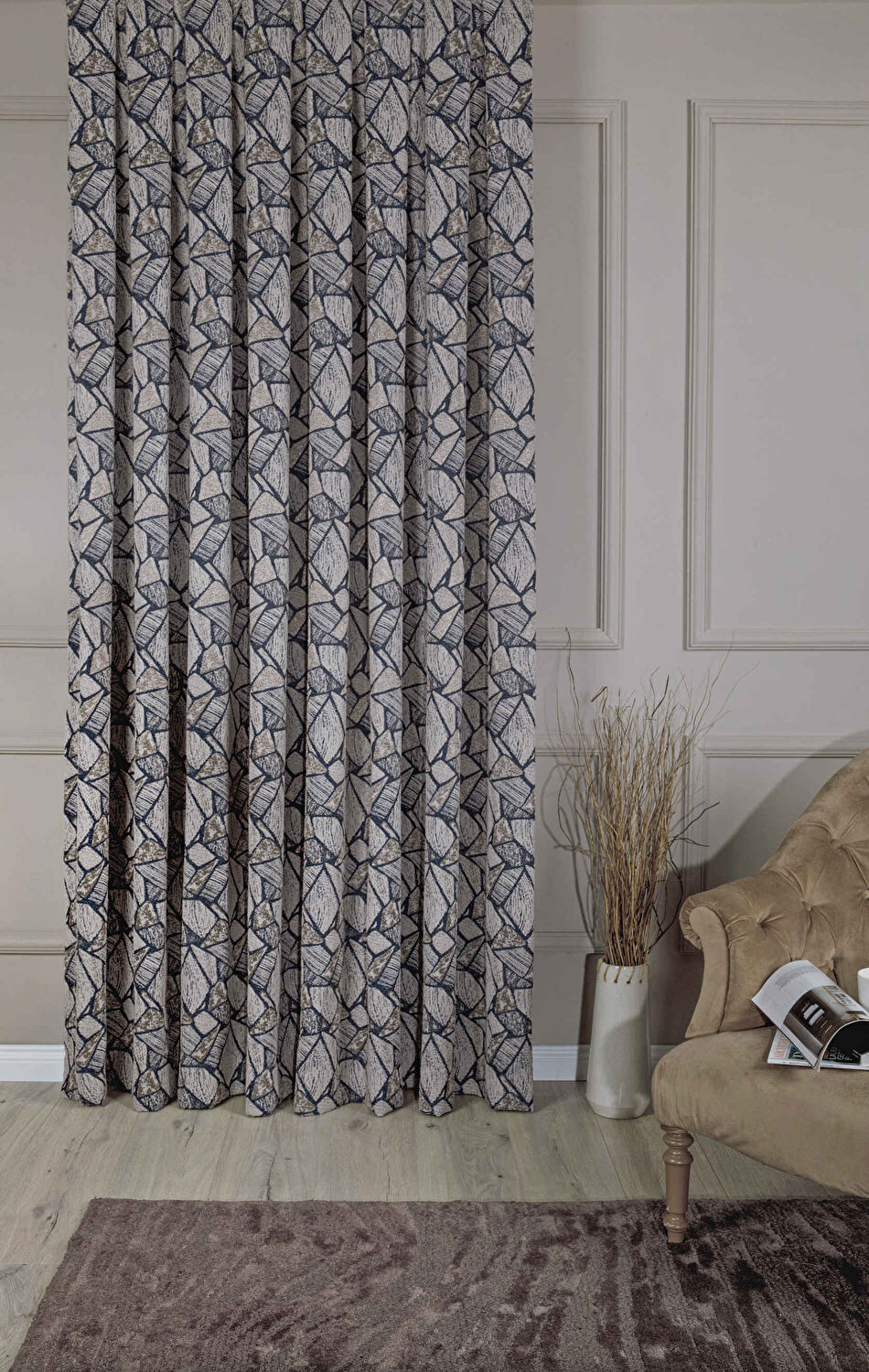 Taç Elıel Fon Perde Lacivert ( Max Yükseklik : 270 cm )