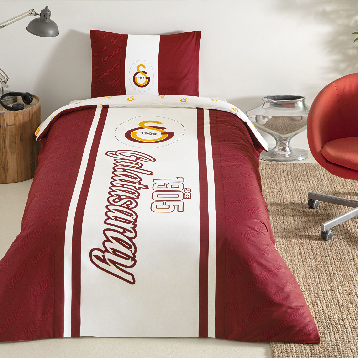 Taç Lisanslı Galatasaray 1905 Glow Tek Kişilik Pamuk Nevresim Takımı