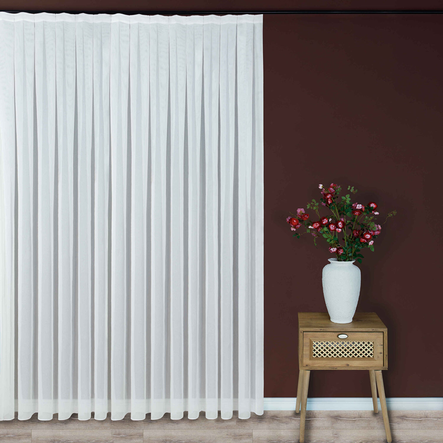 Taç Sturdy Hazır Tül Perde Ekru 250x260 cm