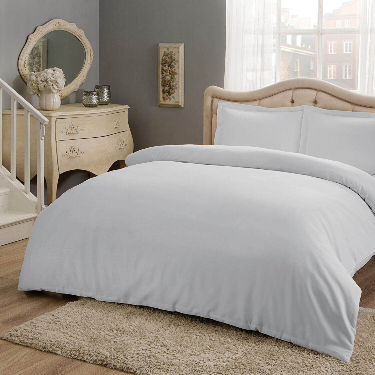 Taç Color Dreams Saten Çift Kişilik Nevresim Takımı Gri