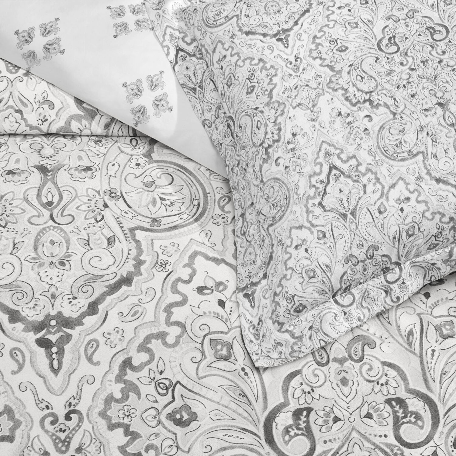 Taç Cassandra Saten Çift Kişilik Nevresim Takımı Gri