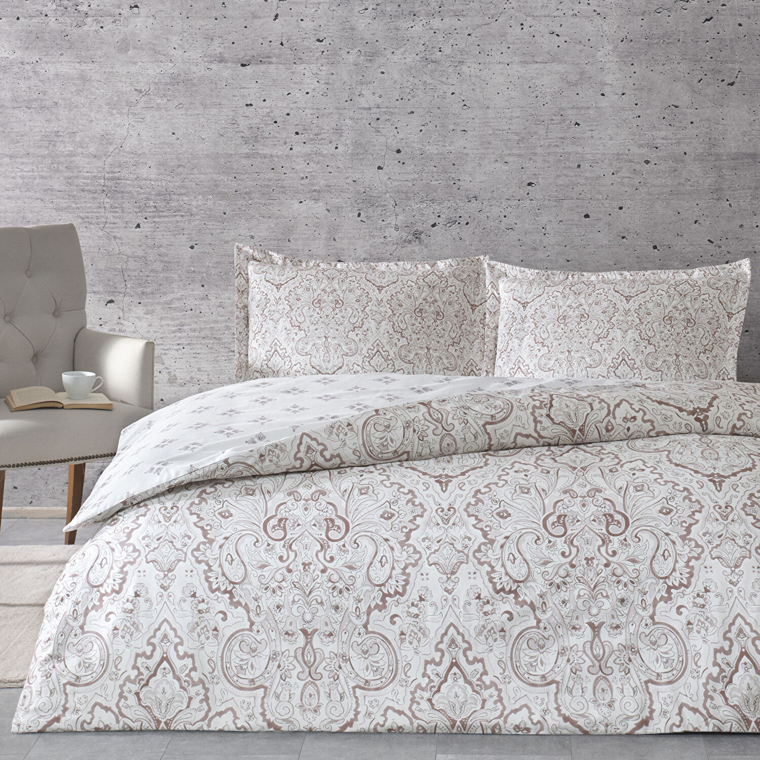 Taç Cassandra Saten Çift Kişilik Nevresim Takımı Mürdüm