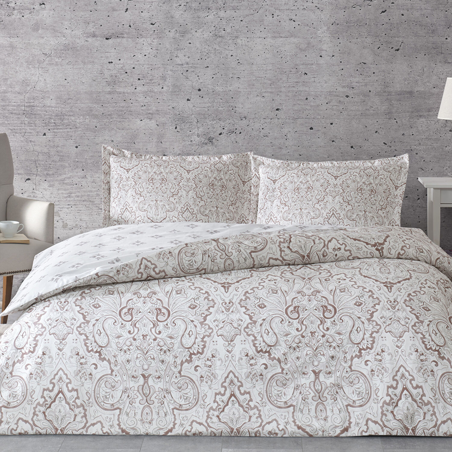 Taç Cassandra Saten Çift Kişilik Nevresim Takımı Mürdüm