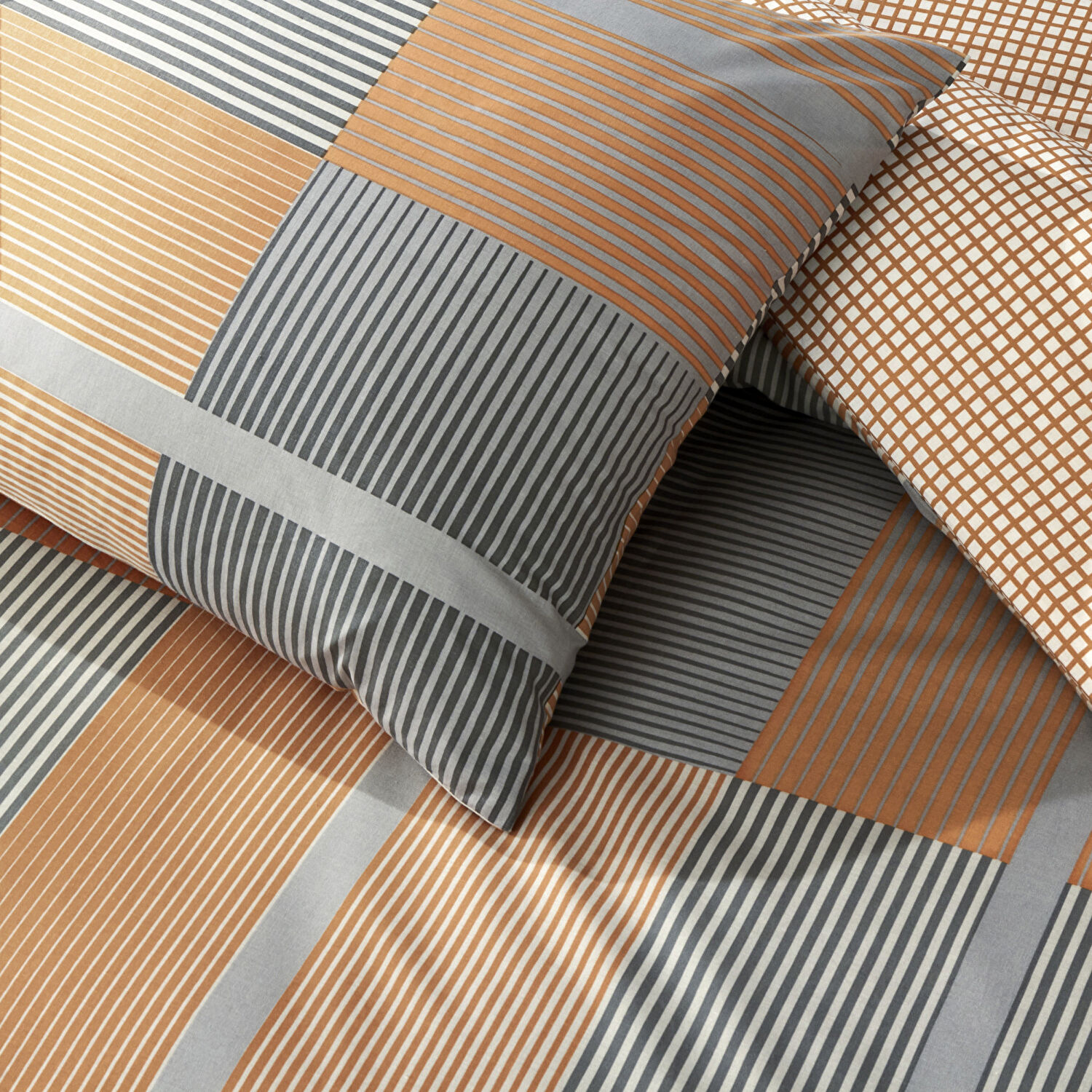 Taç Miles Ranforce Tek Kişilik Nevresim Takımı Turuncu