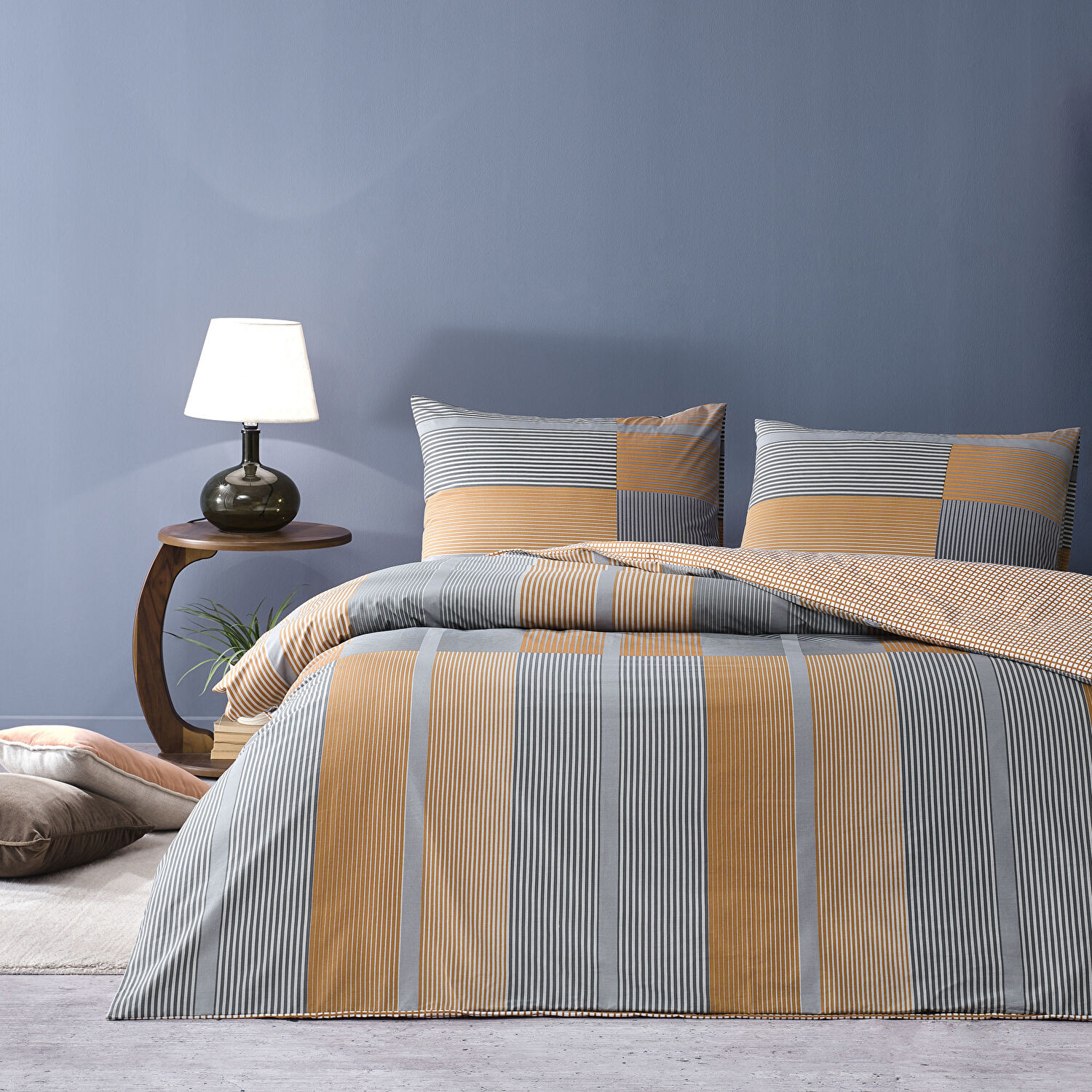 Taç Miles Ranforce Tek Kişilik Nevresim Takımı Turuncu