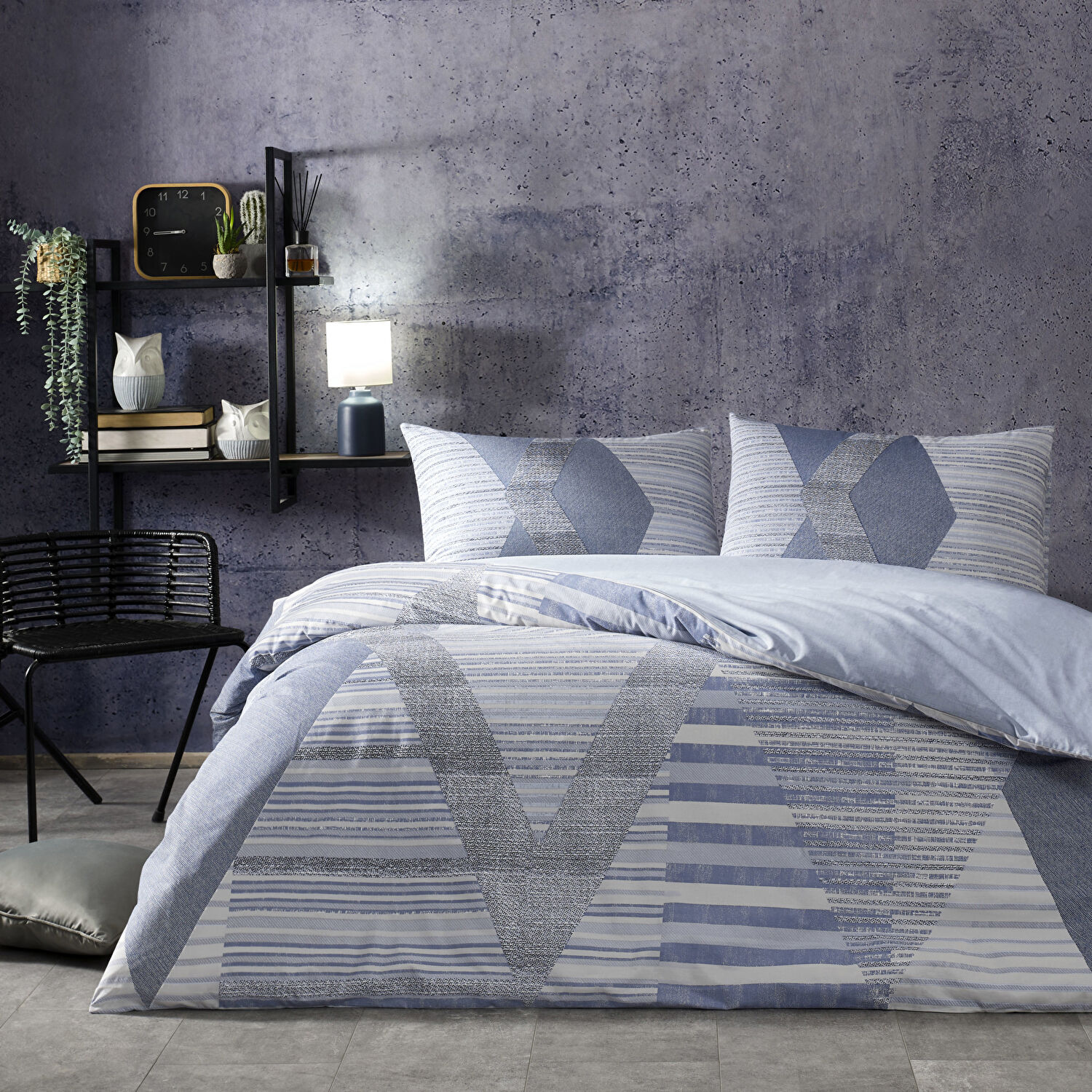 Taç Lucas Ranforce Çift Kişilik Nevresim Takımı Mavi