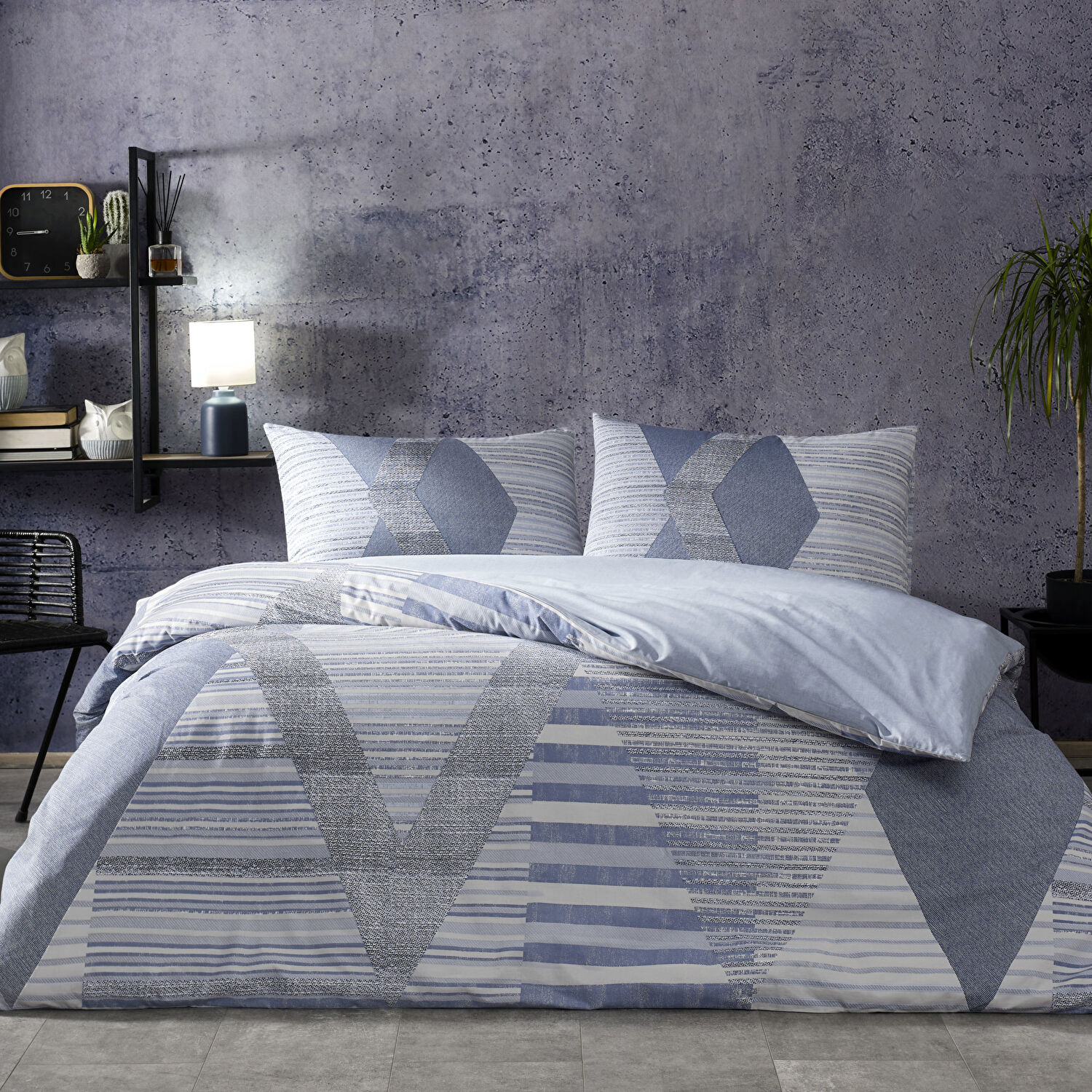 Taç Lucas Ranforce Çift Kişilik Nevresim Takımı Mavi