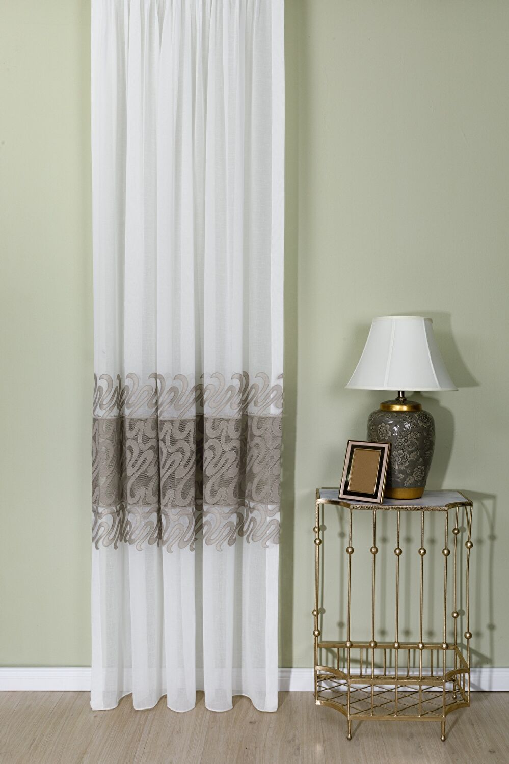 Taç Nalya Brode Tül Perde Bej ( Max Yükseklik : 290 cm )