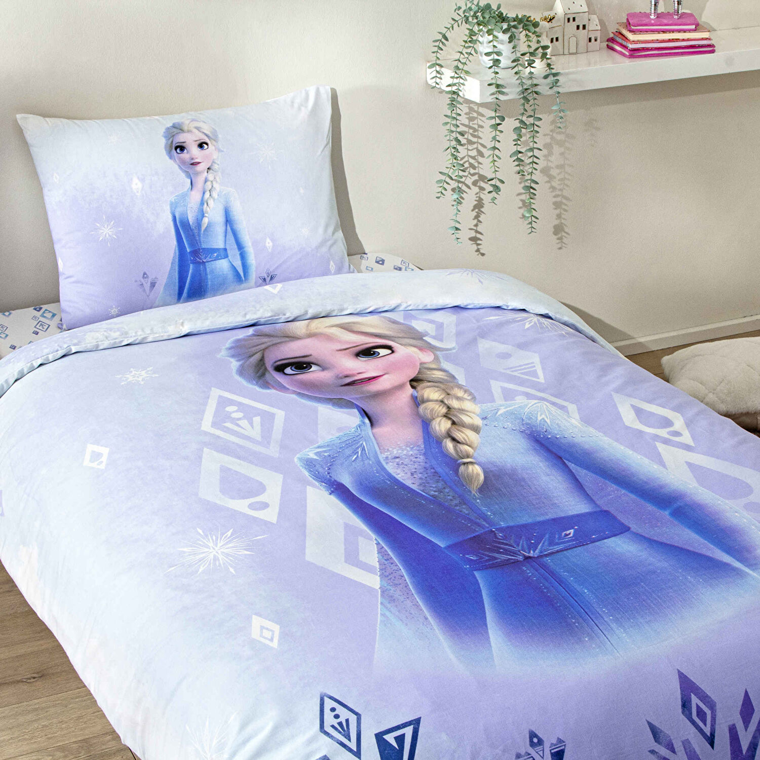 Taç Lisanslı Disney Frozen Diamond Pamuk Tek Kişilik Çift Taraflı Nevresim Takımı