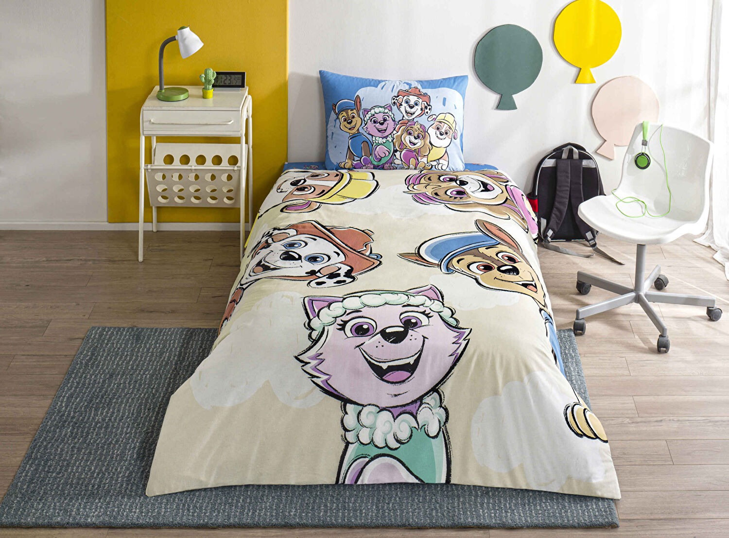 Taç Lisanslı Paw Patrol Cloud Tek Kişilik Pamuk Nevresim Takımı