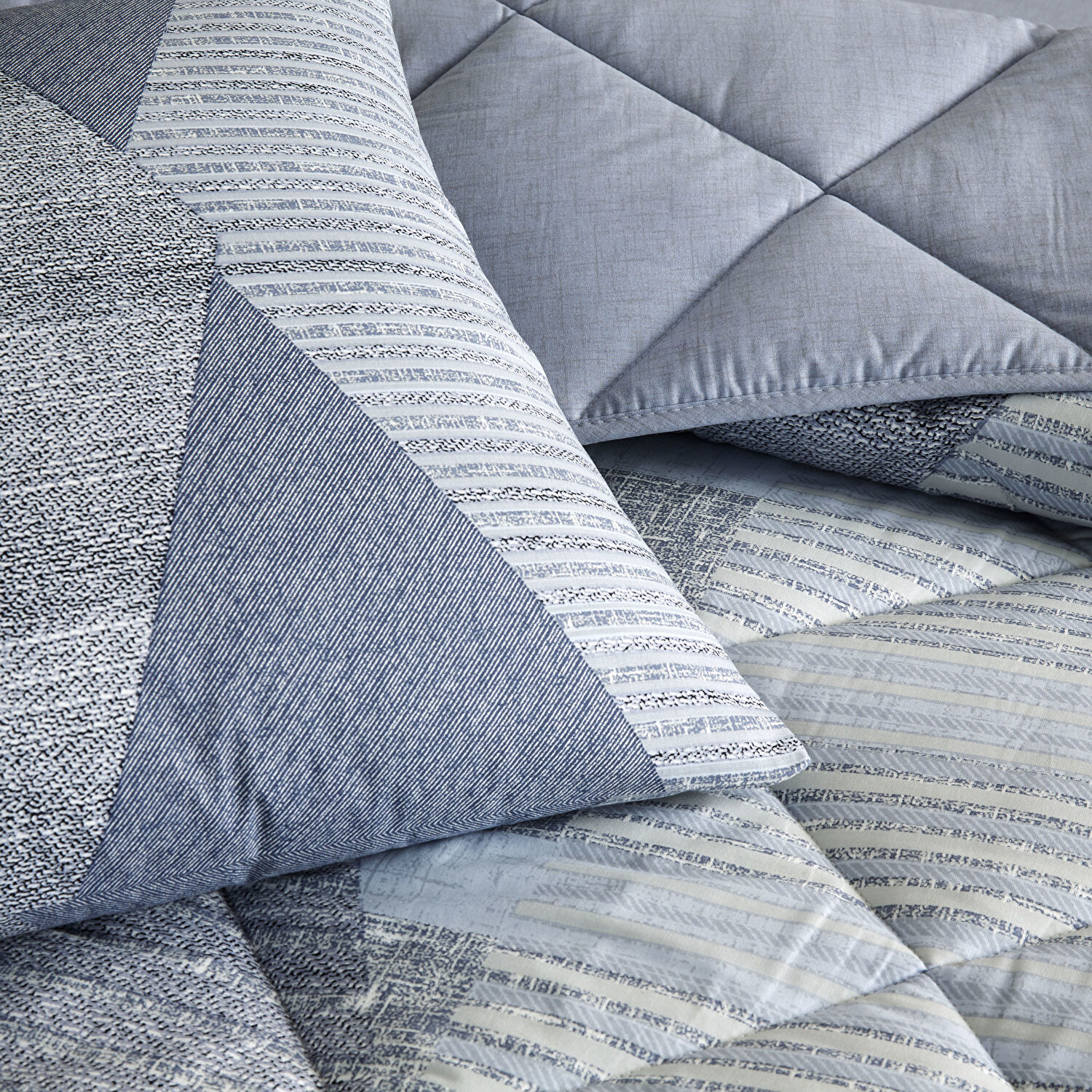 Taç Ellıs Ranforce Çift Kişilik Yorgan Set Mavi