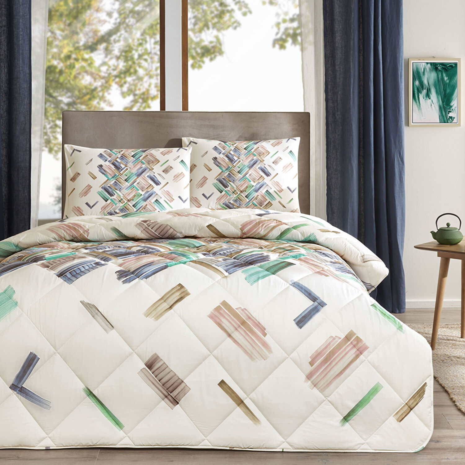 Taç Rance Ranforce Çift Kişilik Yorgan Set Yeşil