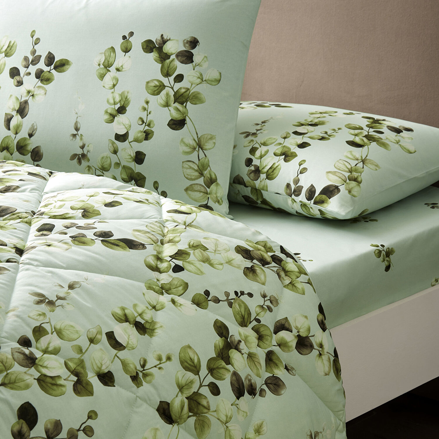 Taç Sarne Ranforce Çift Kişilik Yorgan Set Yeşil