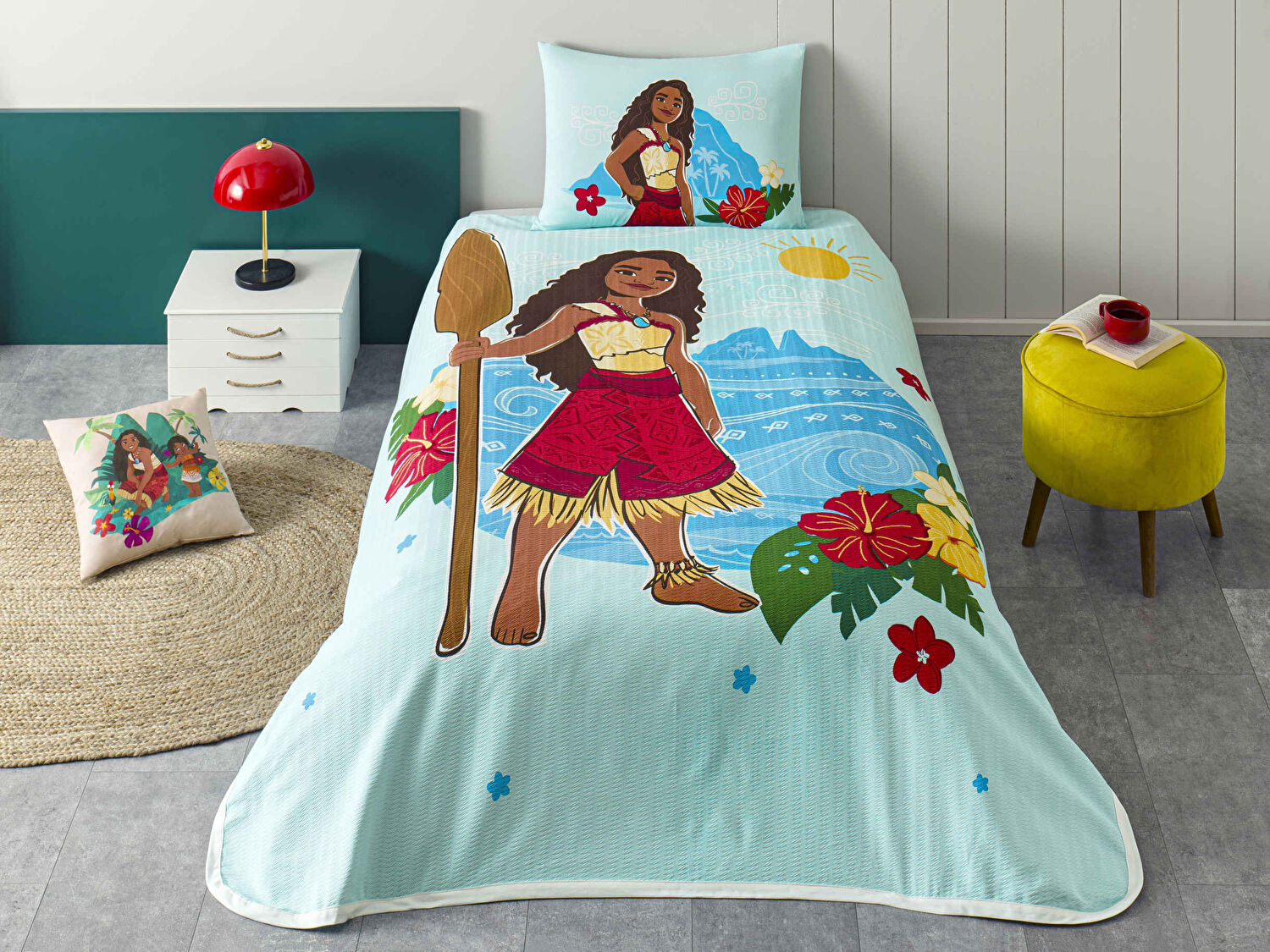 Taç Lisanslı Mickey Mouse Happy Tek Kişilik Pamuk Pike Takımı