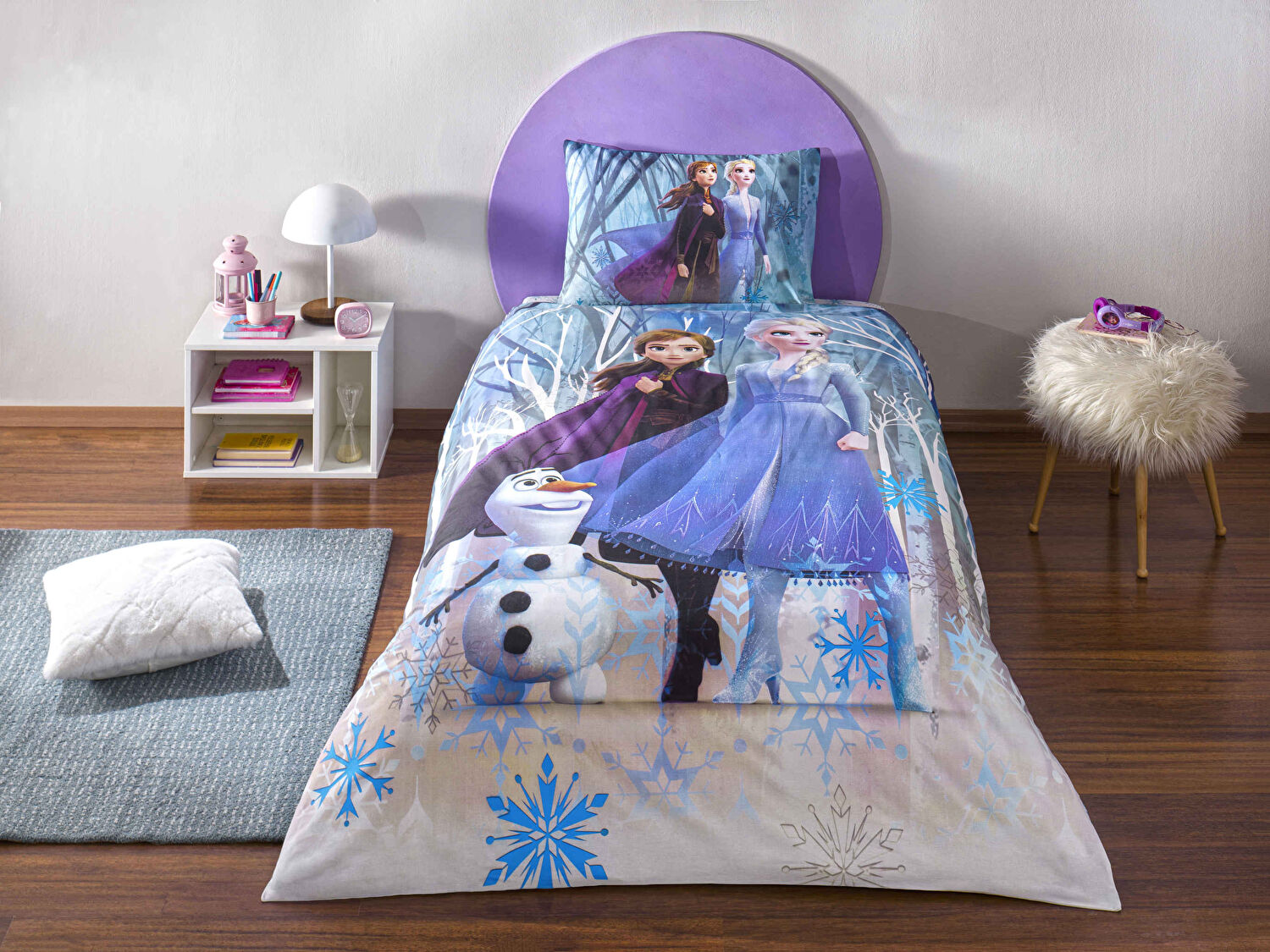 Taç Lisanslı Disney Frozen Winter Pamuk Tek Kişilik Nevresim Takımı