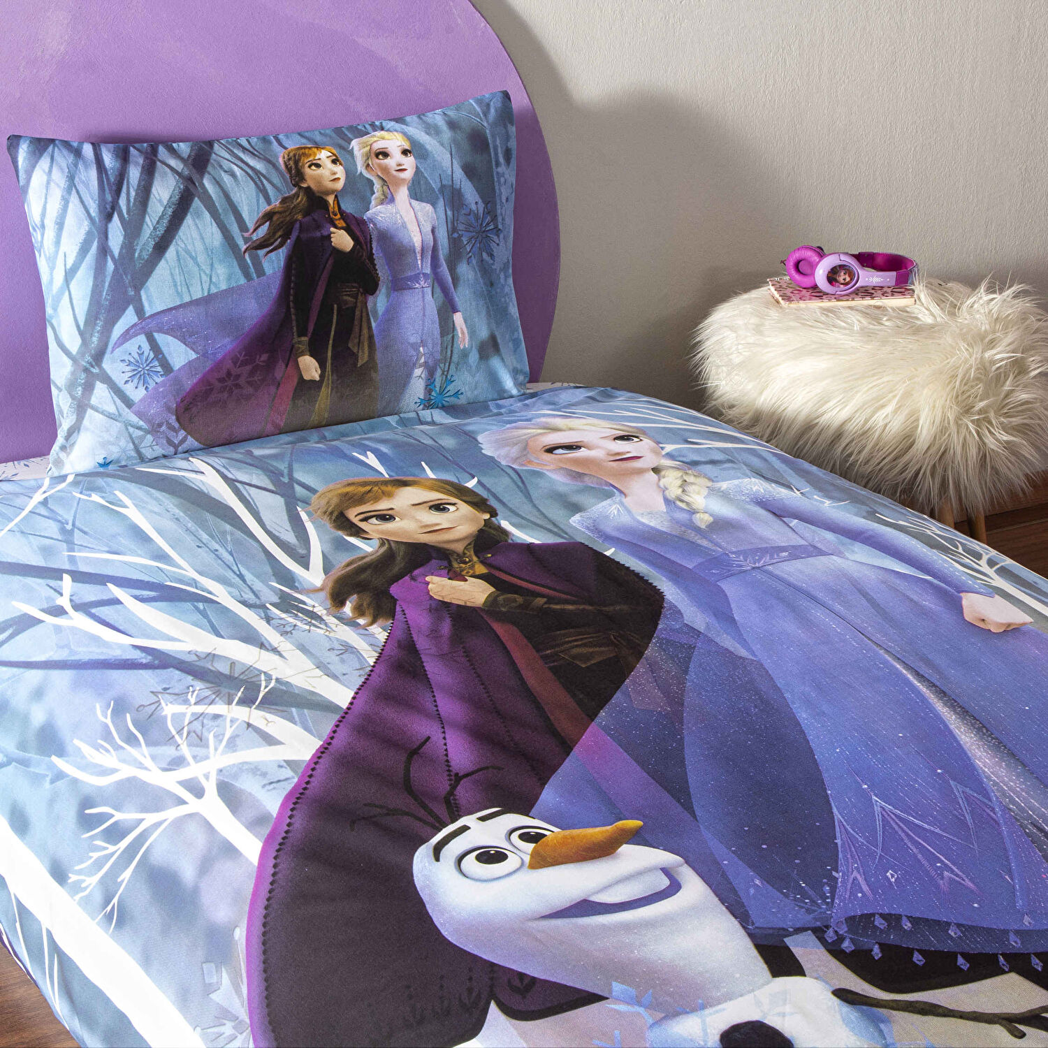Taç Lisanslı Disney Frozen Winter Tek Kişilik Pamuk Nevresim Takımı