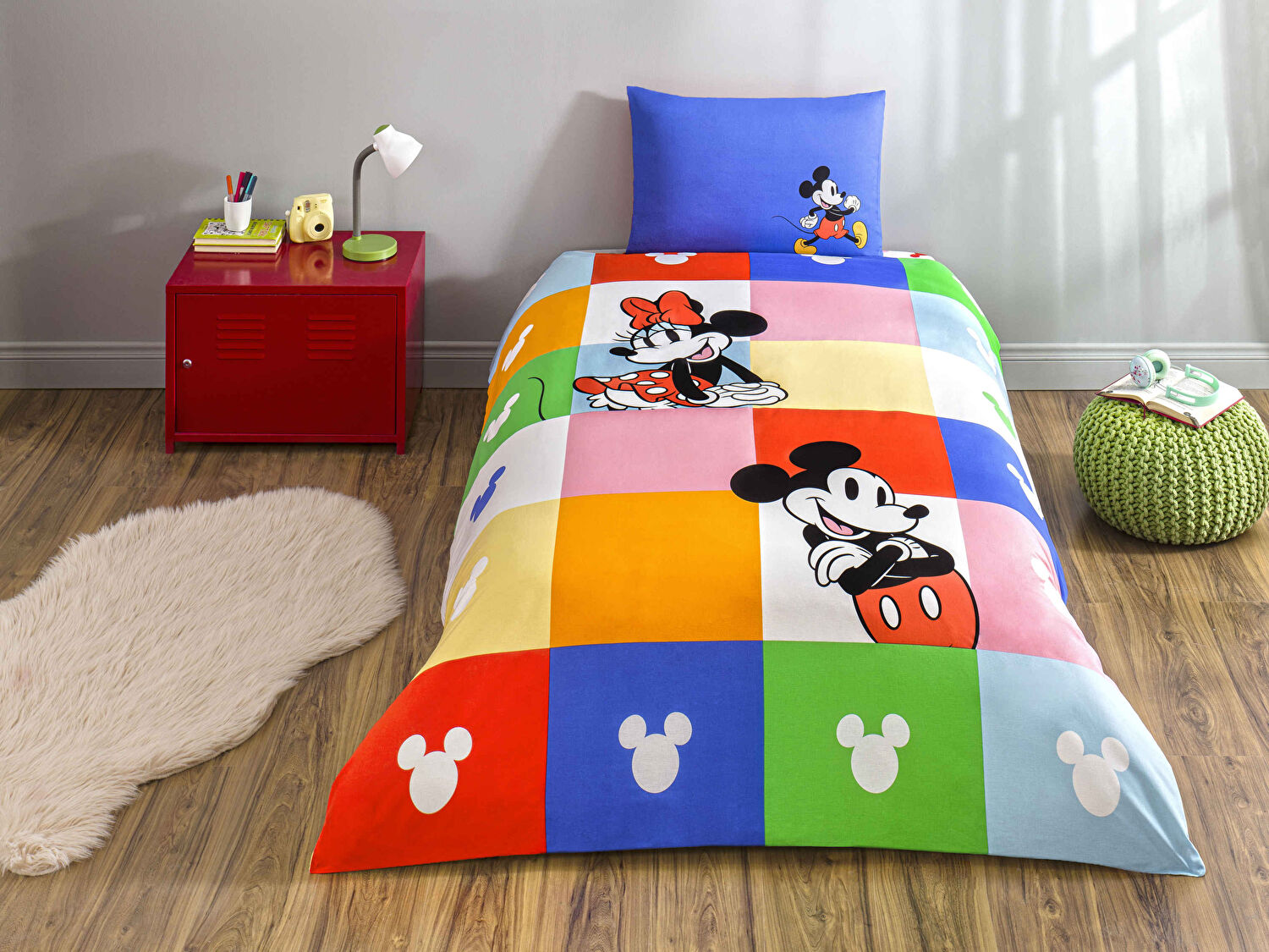 Taç Lisanslı Disney Minnie & Mickey Tek Kişilik Pamuk Nevresim Takımı