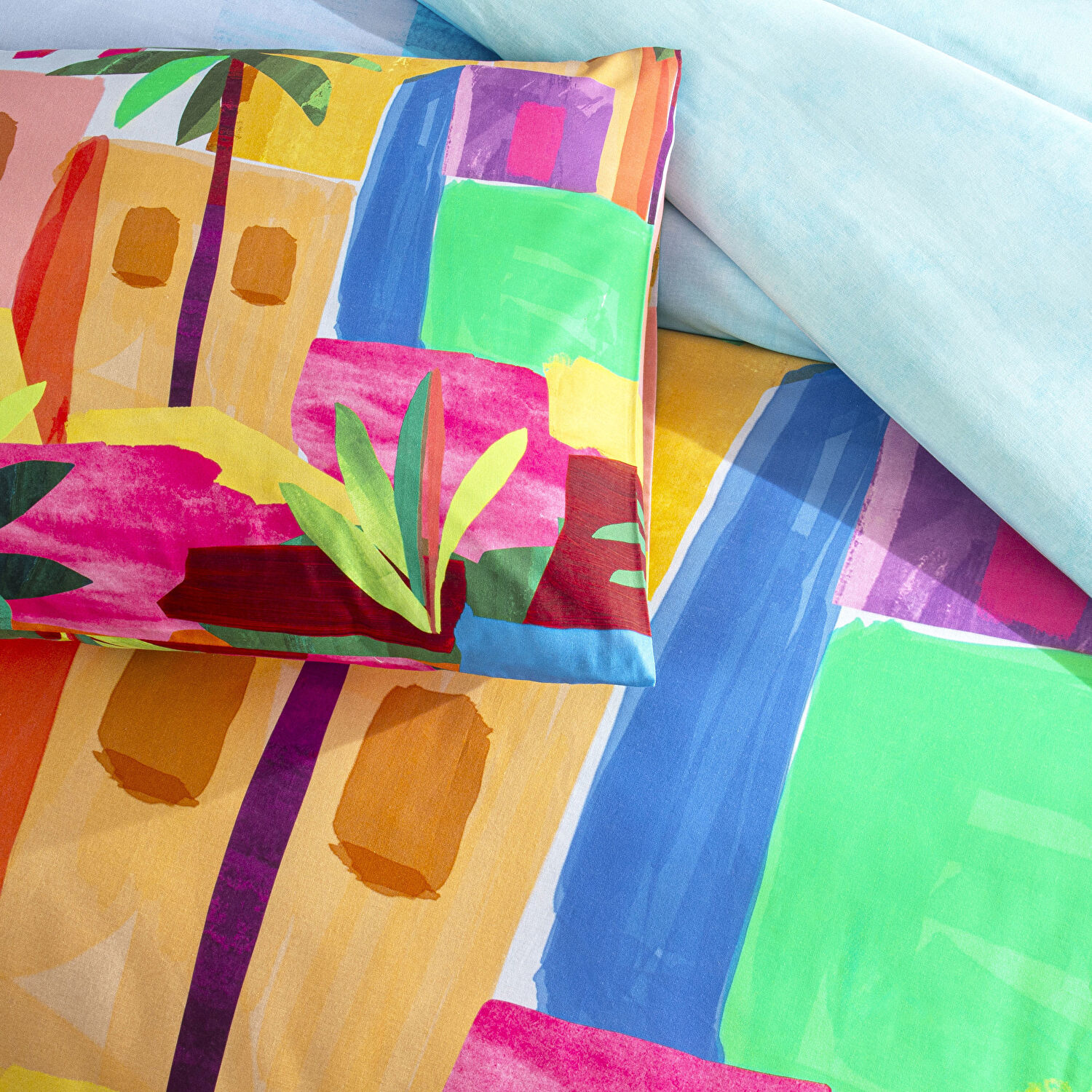 Taç Lyona Ranforce Tek Kişilik Nevresim Takımı Mavi