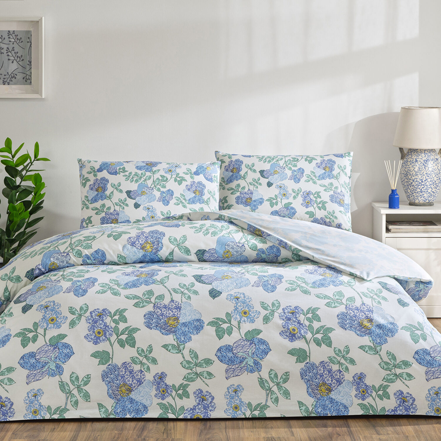 Taç Ardena Ranforce Çift Kişilik Nevresim Takımı Mavi