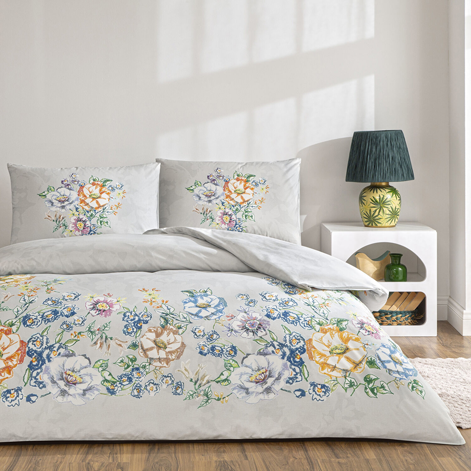 Taç Fiora Ranforce Çift Kişilik Nevresim Takımı Gri