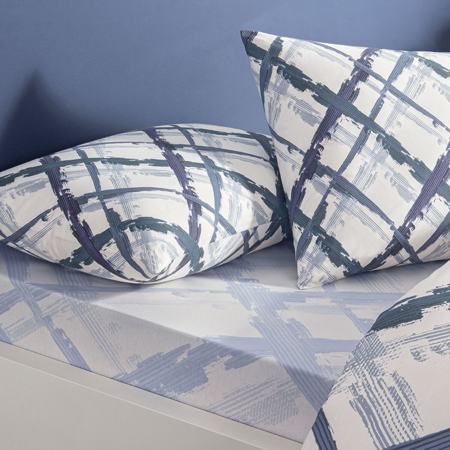 Taç Brıza Ranforce Çift Kişilik Nevresim Takımı Mavi