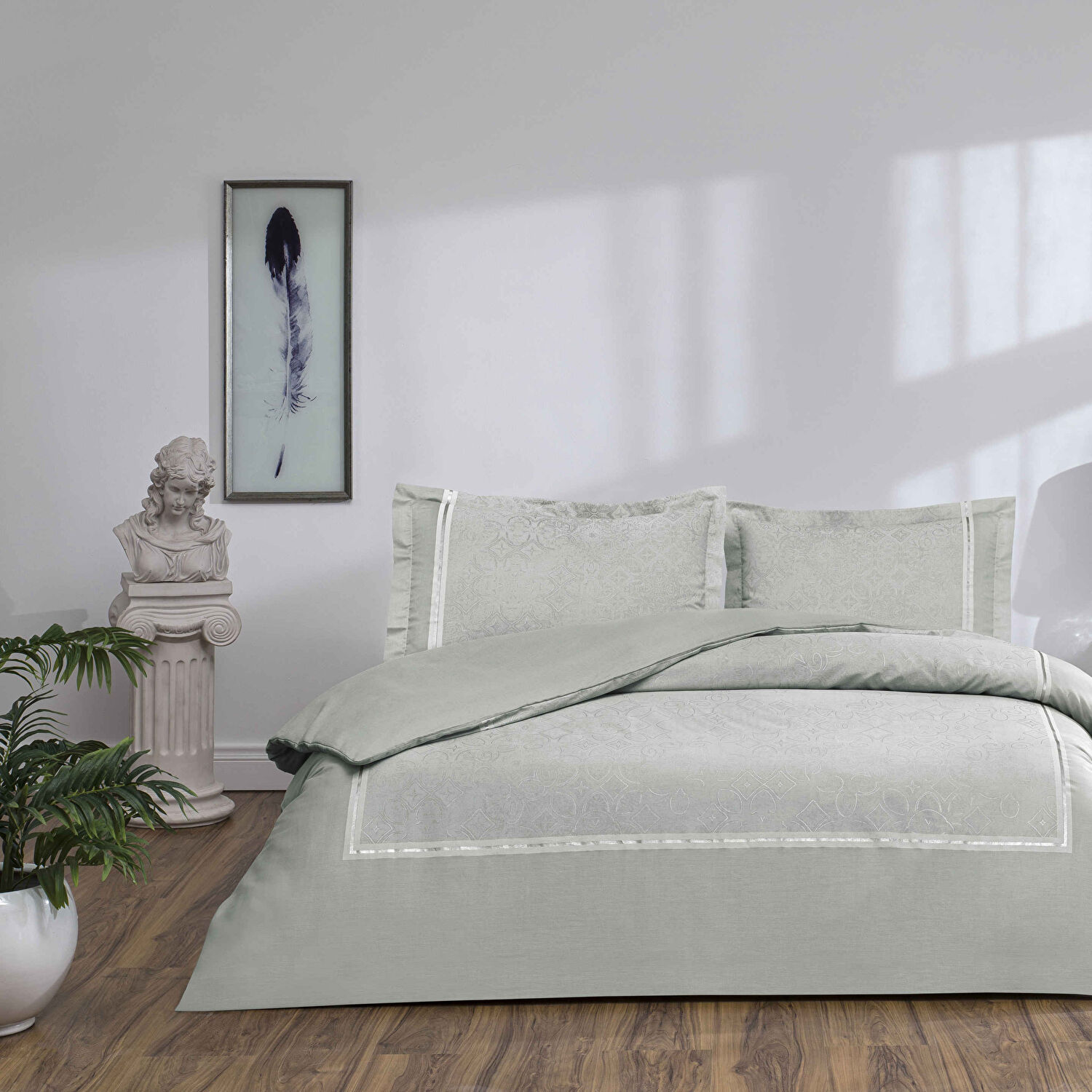 Taç Salvorıa Saten Çift Kişilik Nevresim Takımı Lila